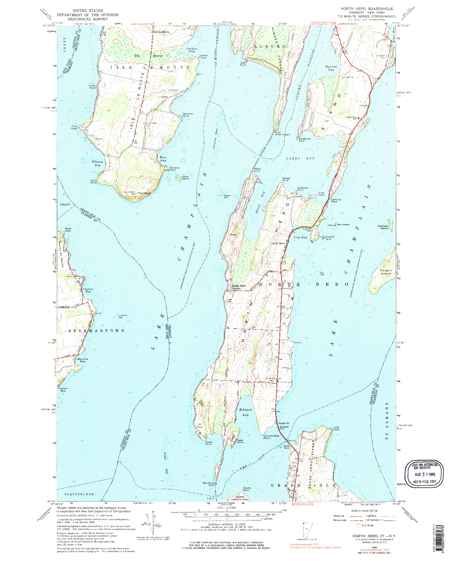 USGS 1:24000-SCALE QUADRANGLE FOR NORTH HERO, VT 1966