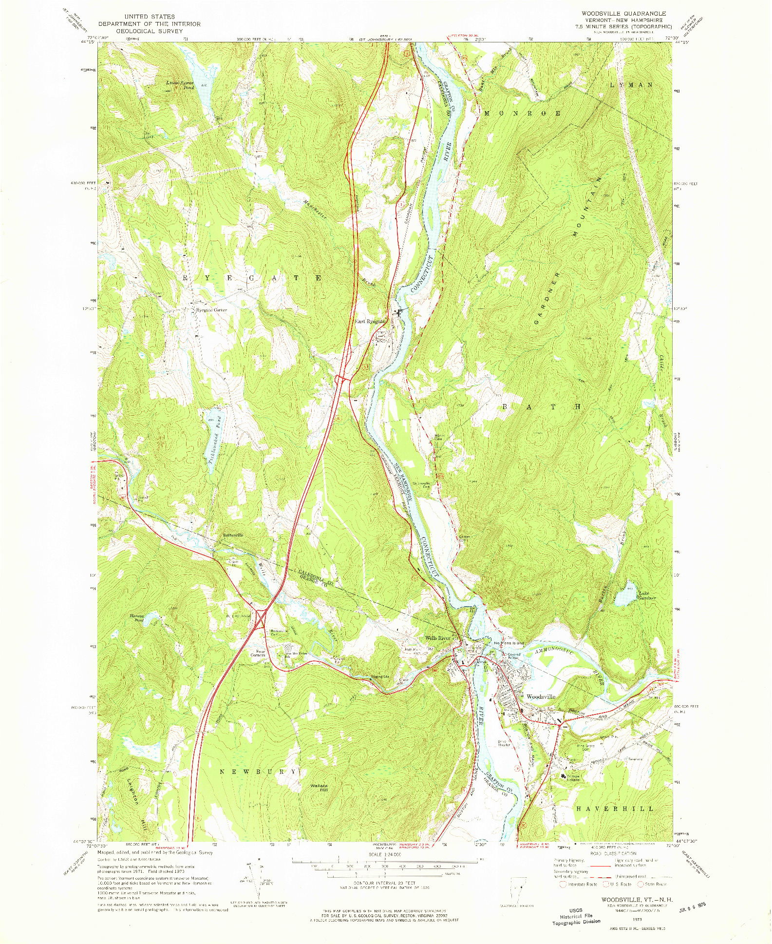 USGS 1:24000-SCALE QUADRANGLE FOR WOODSVILLE, VT 1973