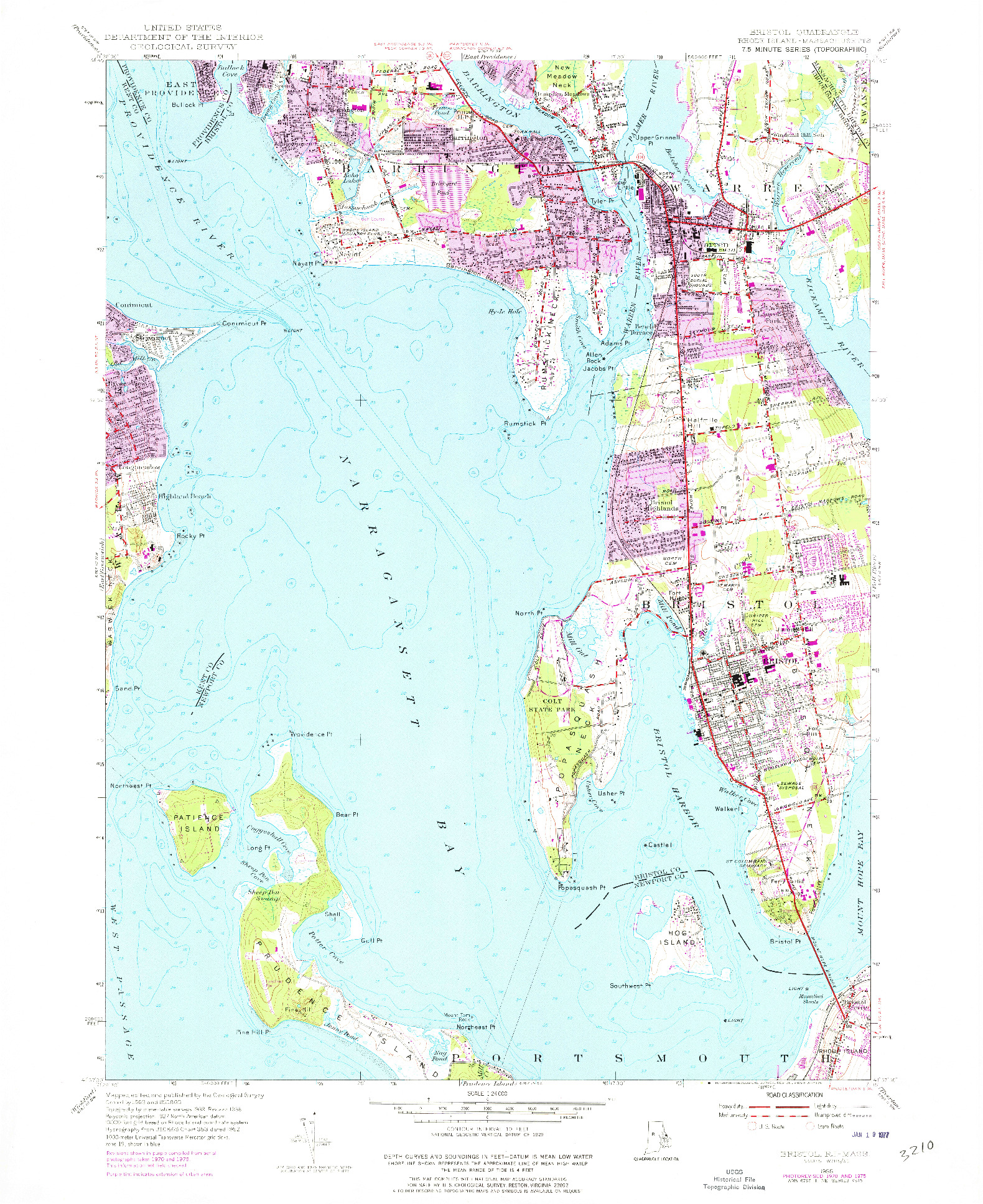 USGS 1:24000-SCALE QUADRANGLE FOR BRISTOL, RI 1955