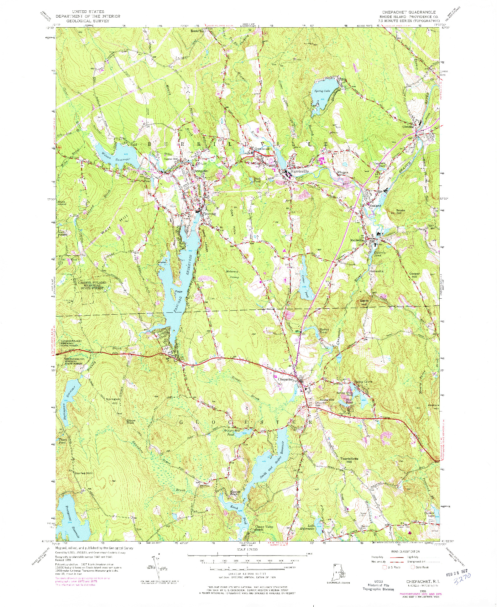 USGS 1:24000-SCALE QUADRANGLE FOR CHEPACHET, RI 1955