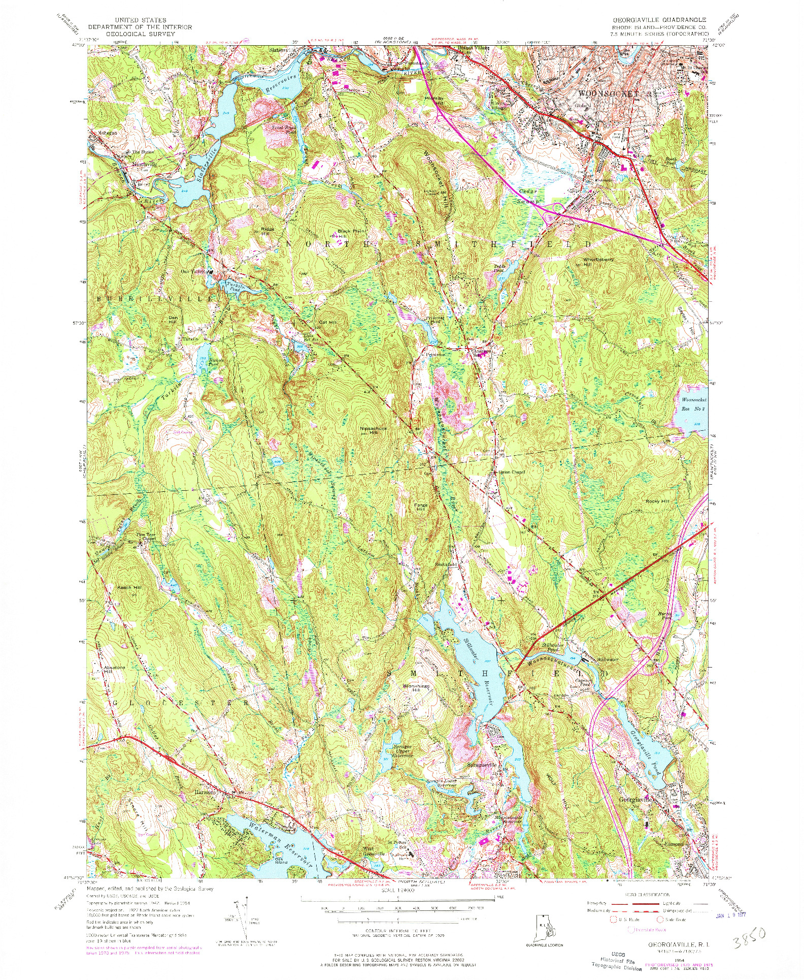 USGS 1:24000-SCALE QUADRANGLE FOR GEORGIAVILLE, RI 1954