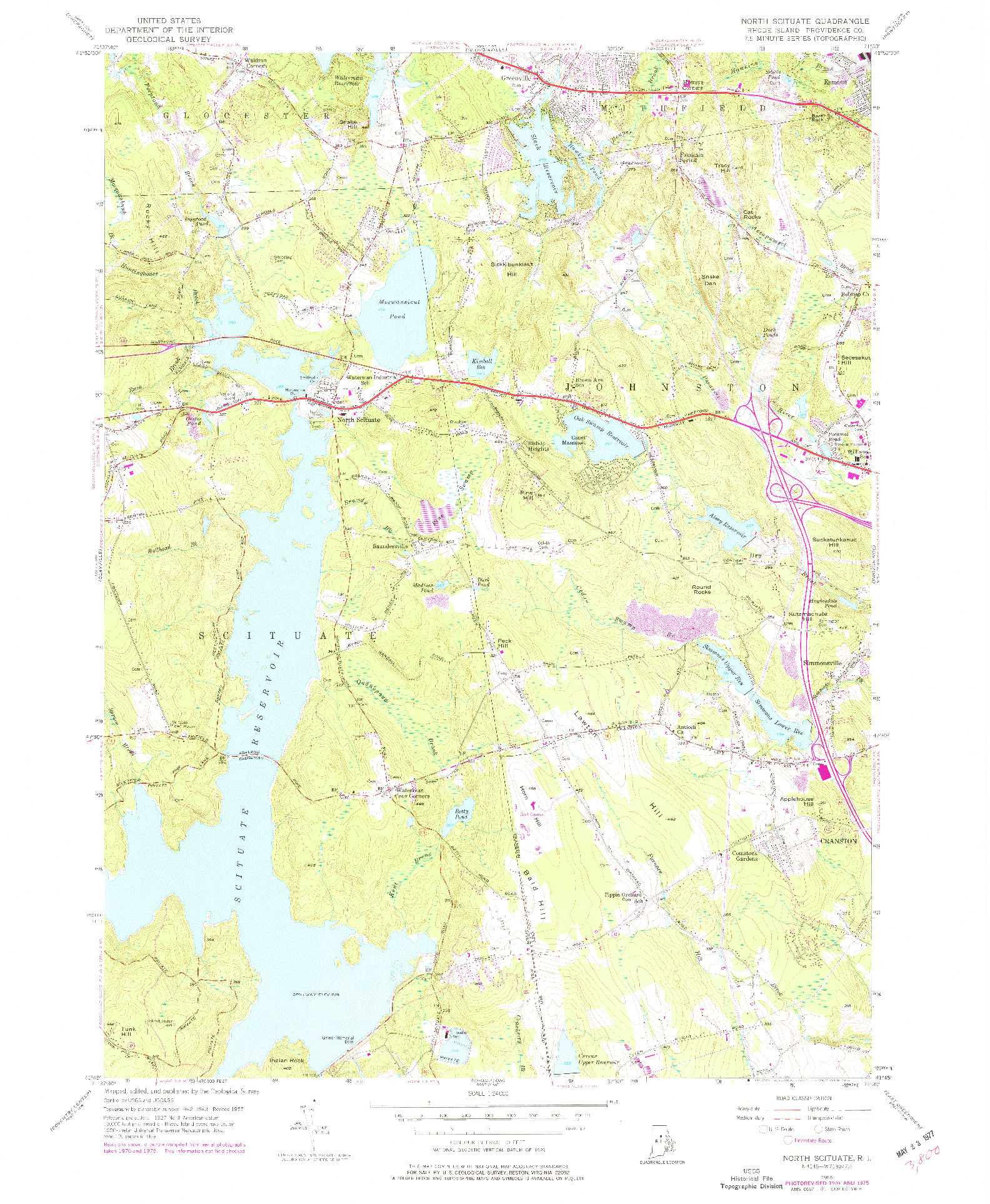 USGS 1:24000-SCALE QUADRANGLE FOR NORTH SCITUATE, RI 1955