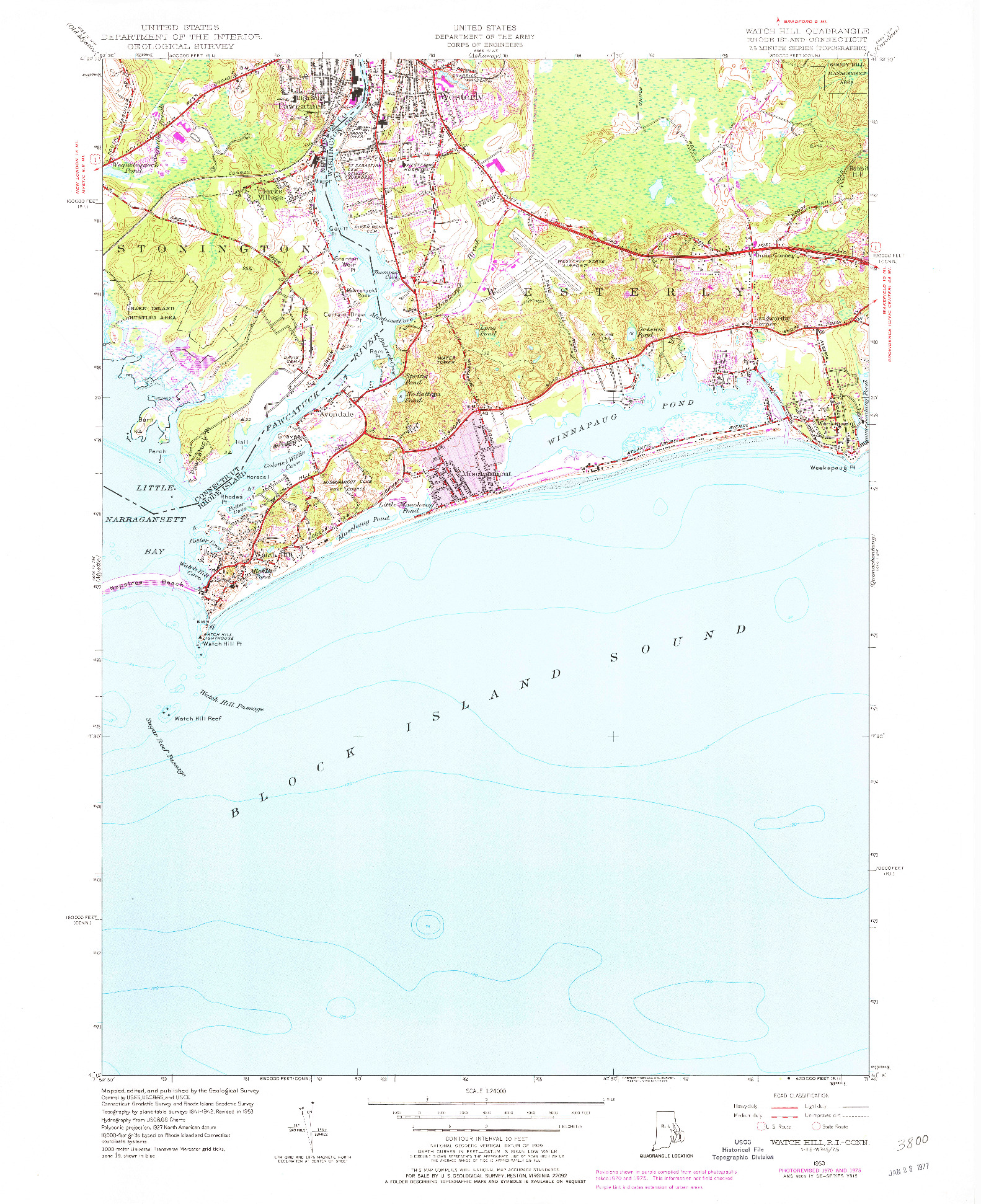 USGS 1:24000-SCALE QUADRANGLE FOR WATCH HILL, RI 1953