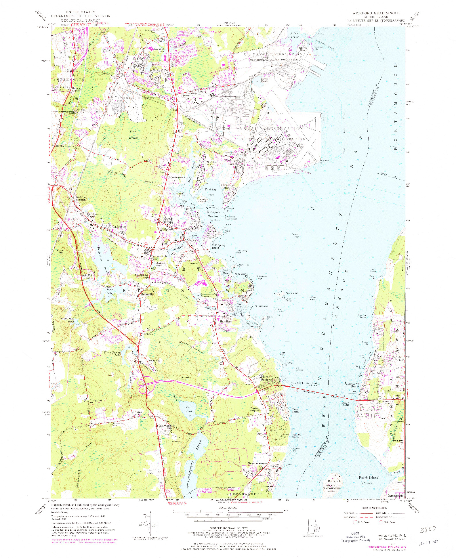 USGS 1:24000-SCALE QUADRANGLE FOR WICKFORD, RI 1957