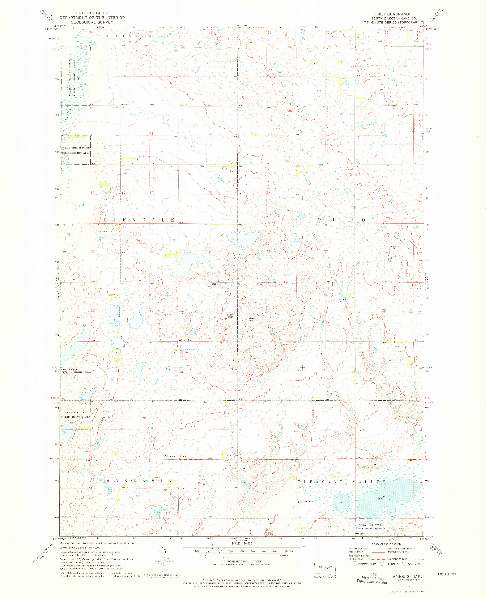 USGS 1:24000-SCALE QUADRANGLE FOR AMES, SD 1973