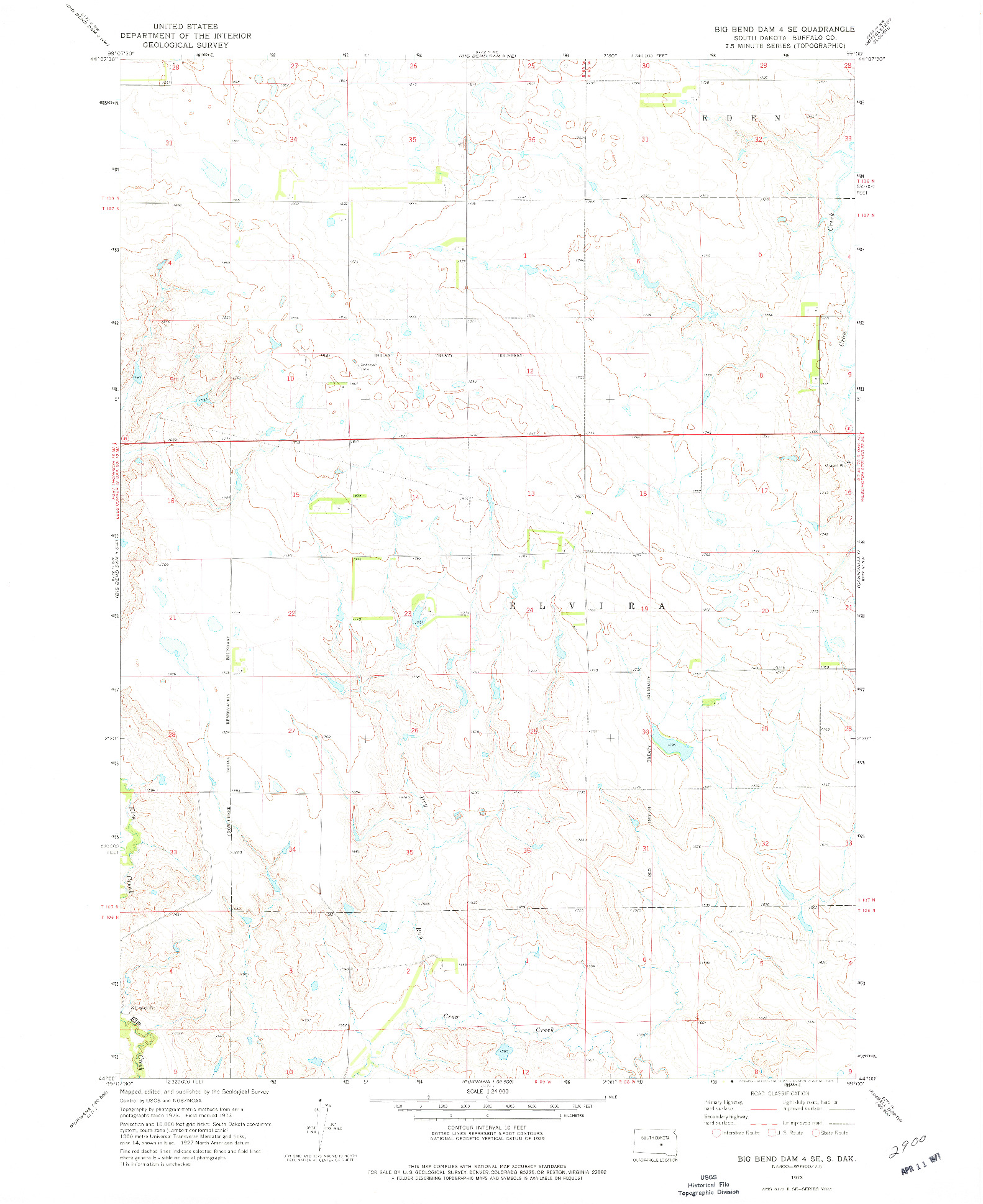 USGS 1:24000-SCALE QUADRANGLE FOR BIG BEND DAM 4 SE, SD 1973