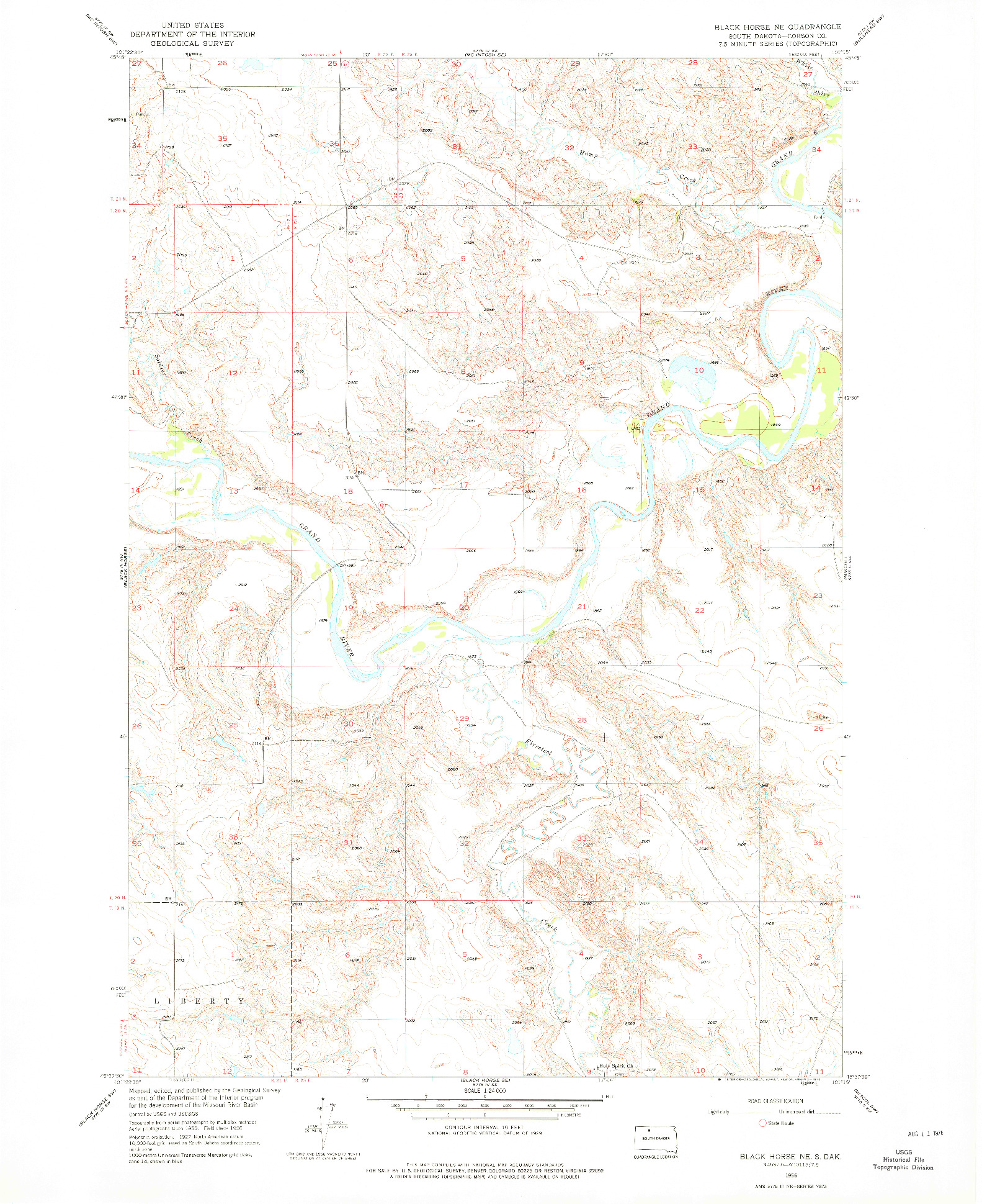 USGS 1:24000-SCALE QUADRANGLE FOR BLACK HORSE NE, SD 1956