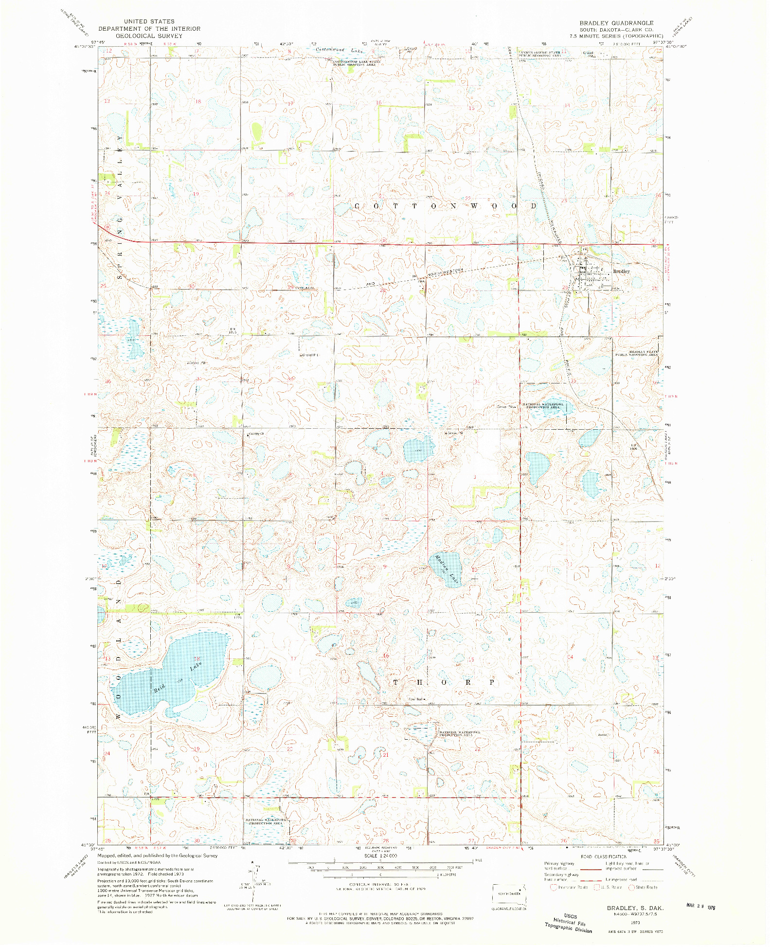 USGS 1:24000-SCALE QUADRANGLE FOR BRADLEY, SD 1973