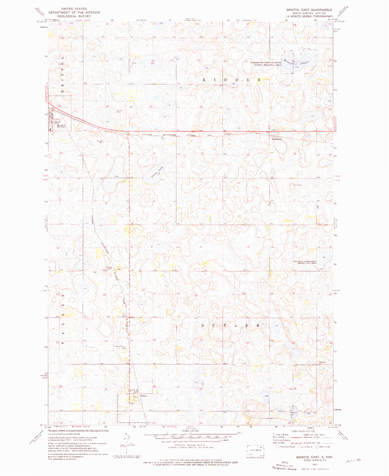 USGS 1:24000-SCALE QUADRANGLE FOR BRISTOL EAST, SD 1973