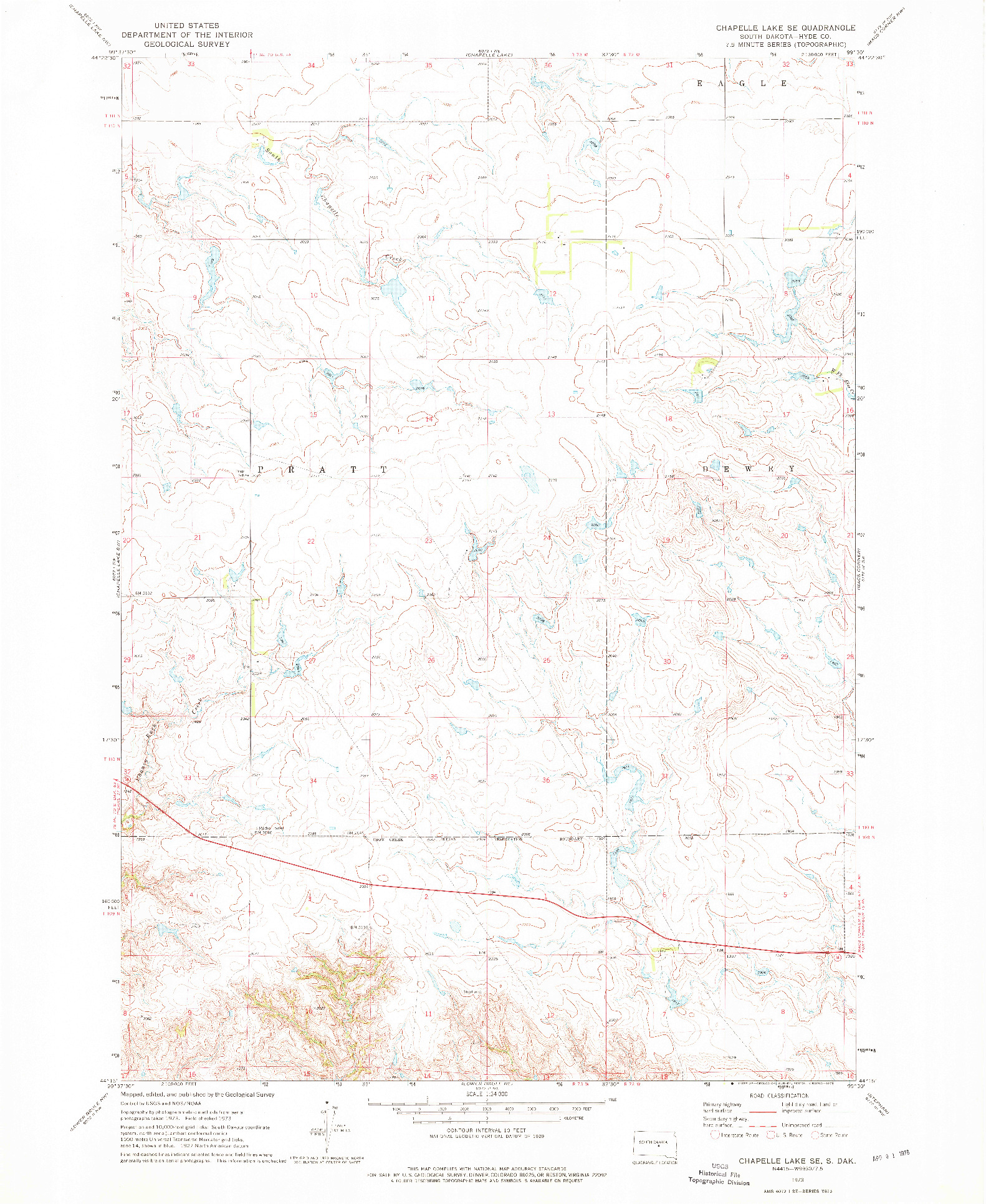 USGS 1:24000-SCALE QUADRANGLE FOR CHAPELLE LAKE SE, SD 1973