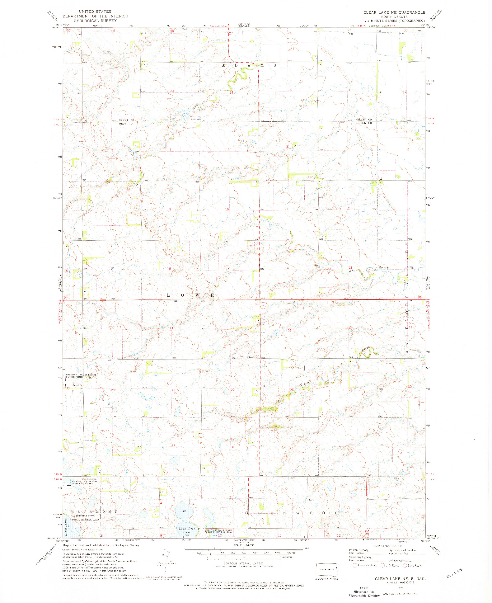 USGS 1:24000-SCALE QUADRANGLE FOR CLEAR LAKE NE, SD 1973