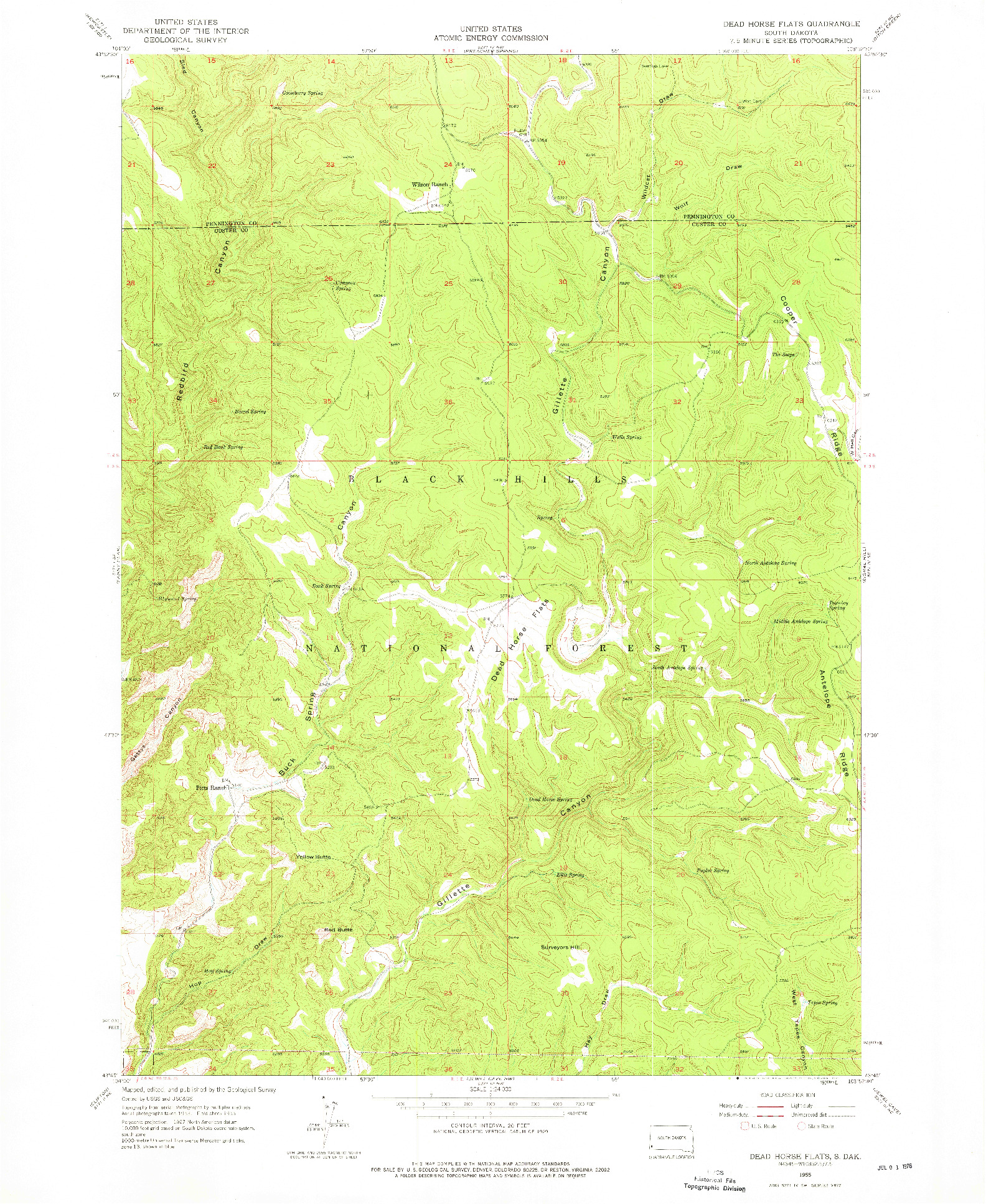 USGS 1:24000-SCALE QUADRANGLE FOR DEAD HORSE FLATS, SD 1955