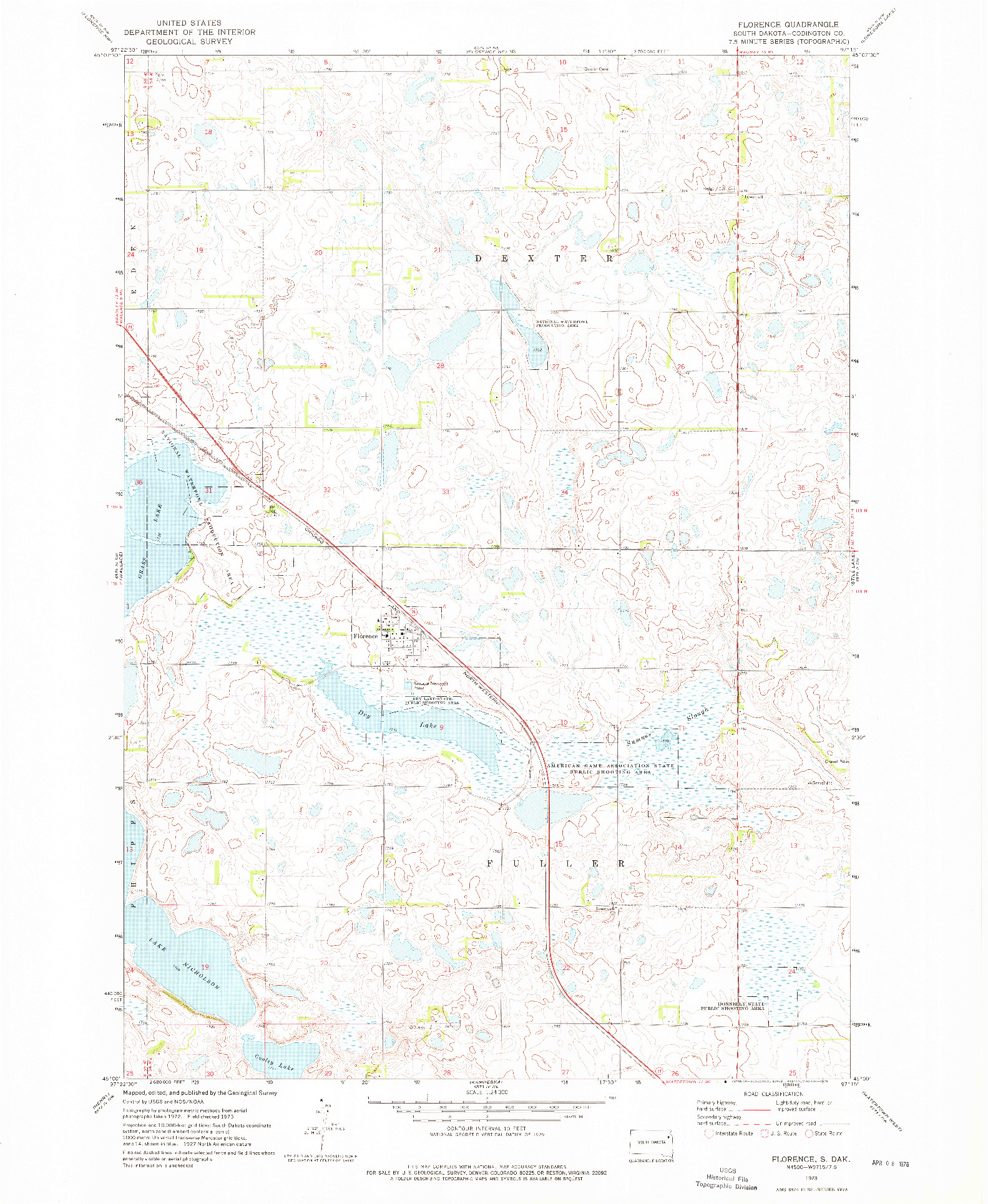 USGS 1:24000-SCALE QUADRANGLE FOR FLORENCE, SD 1973