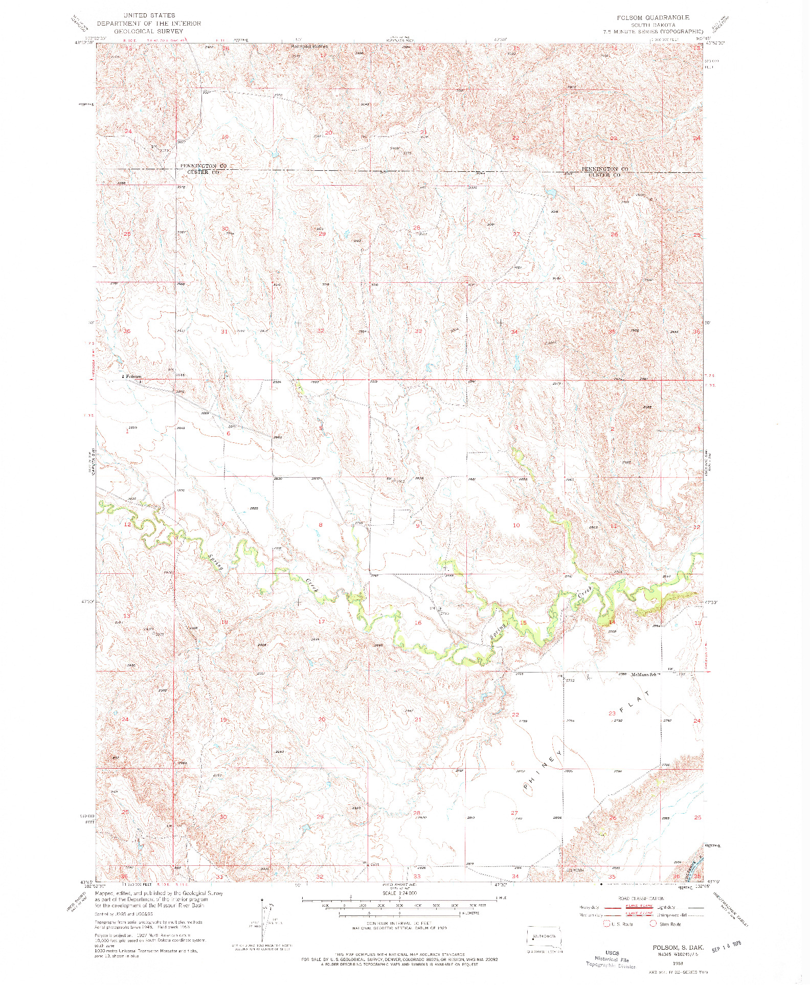 USGS 1:24000-SCALE QUADRANGLE FOR FOLSOM, SD 1953