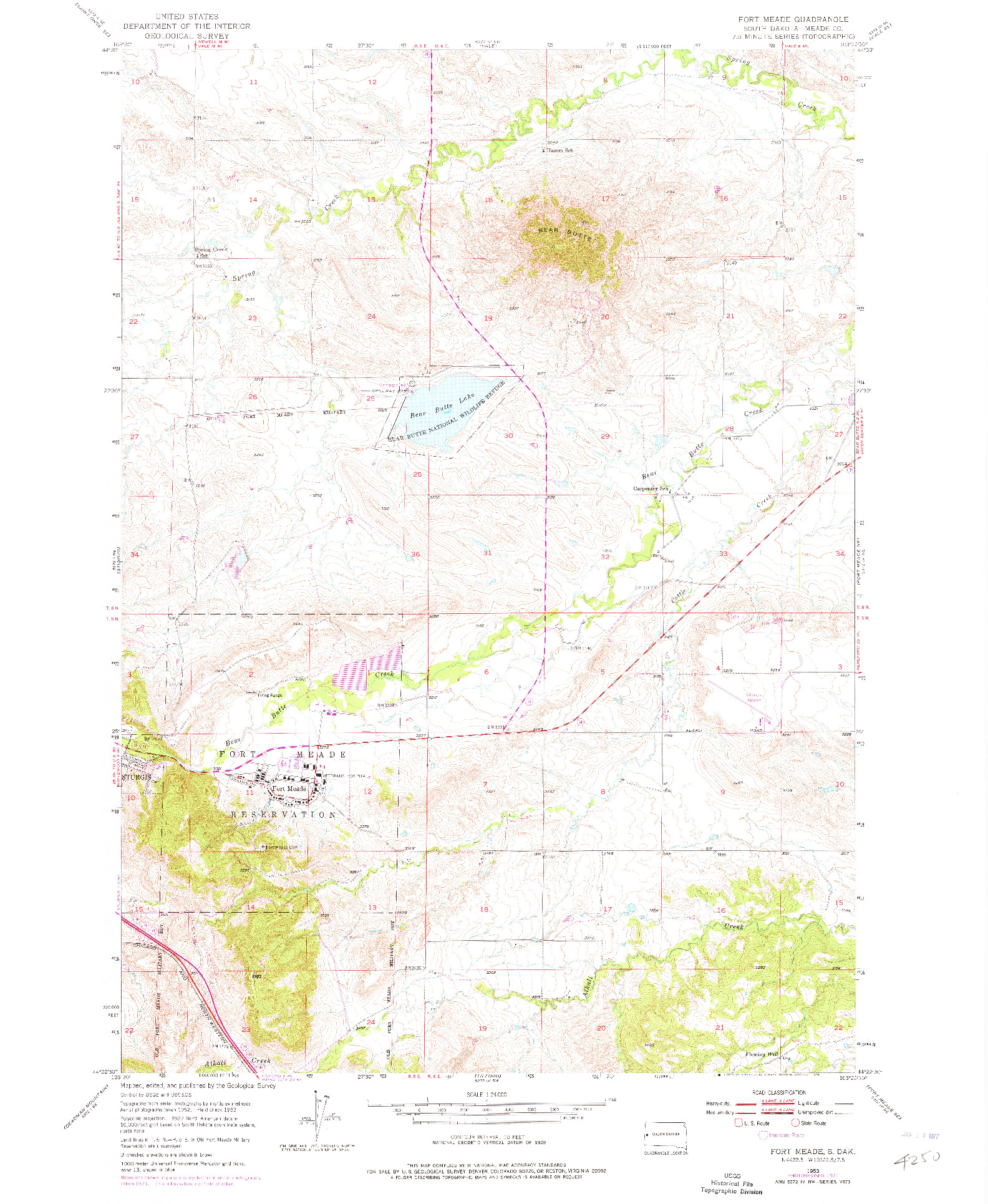 USGS 1:24000-SCALE QUADRANGLE FOR FORT MEADE, SD 1953