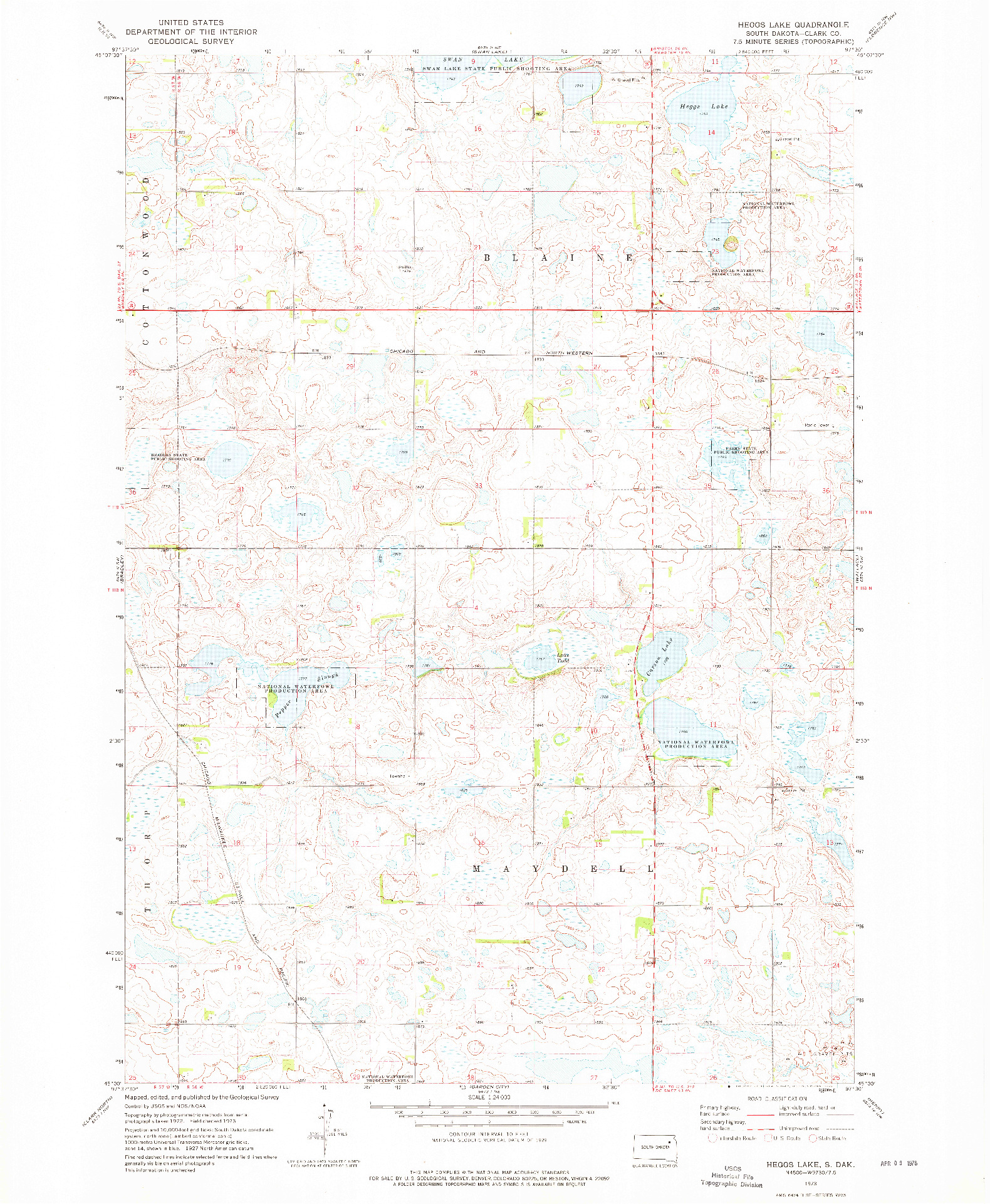 USGS 1:24000-SCALE QUADRANGLE FOR HEGGS LAKE, SD 1973