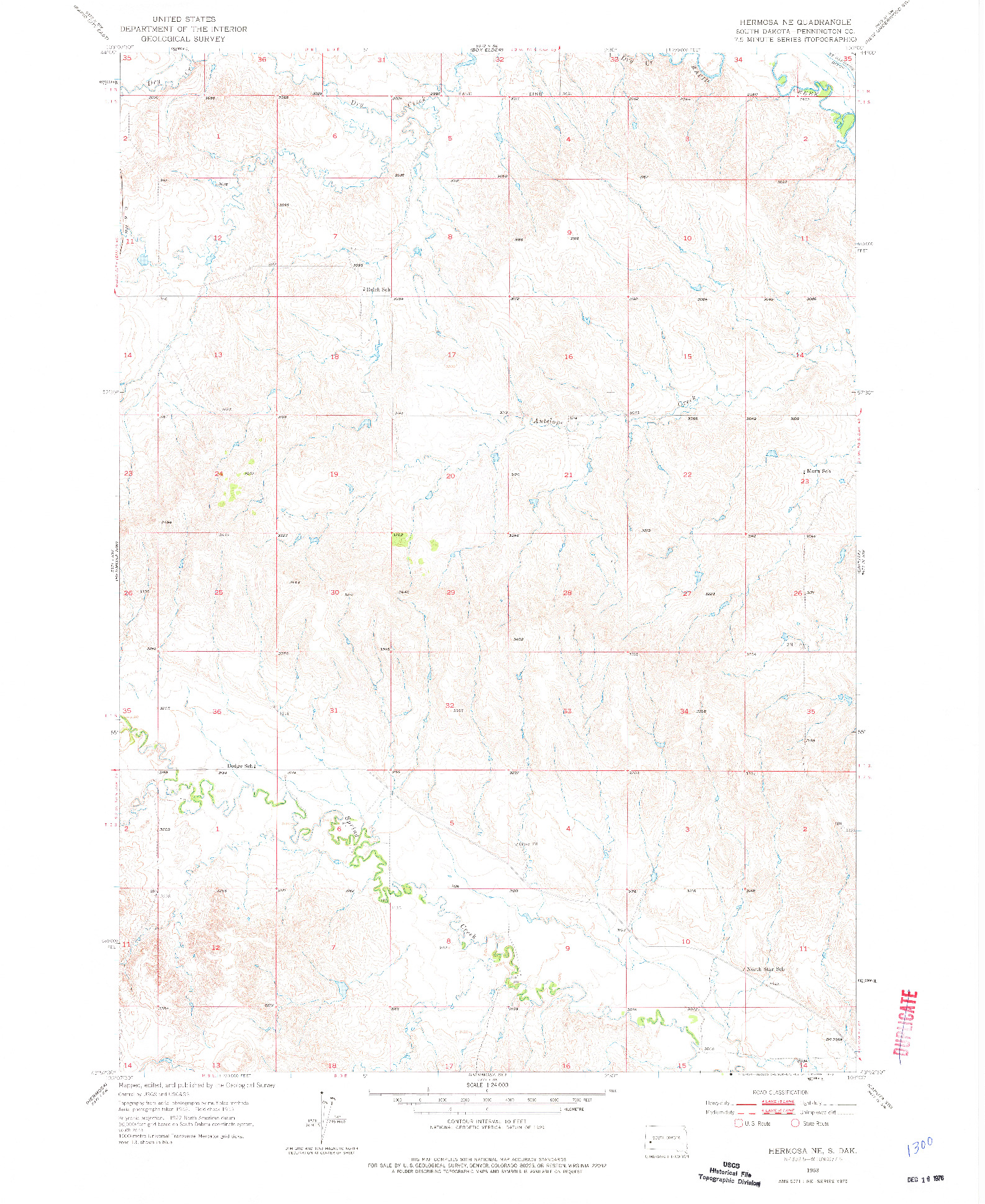 USGS 1:24000-SCALE QUADRANGLE FOR HERMOSA NE, SD 1953