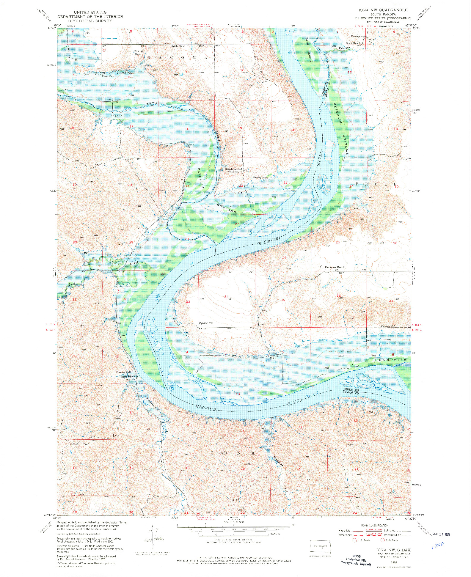 USGS 1:24000-SCALE QUADRANGLE FOR IONA NW, SD 1952