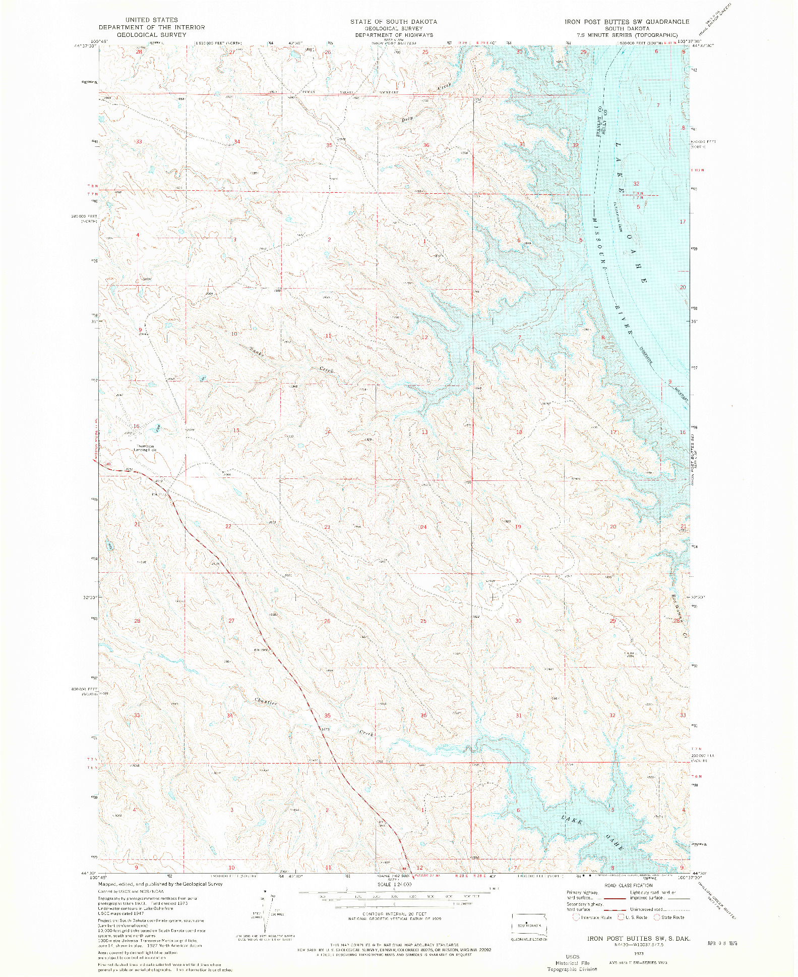 USGS 1:24000-SCALE QUADRANGLE FOR IRON POST BUTTES SW, SD 1973