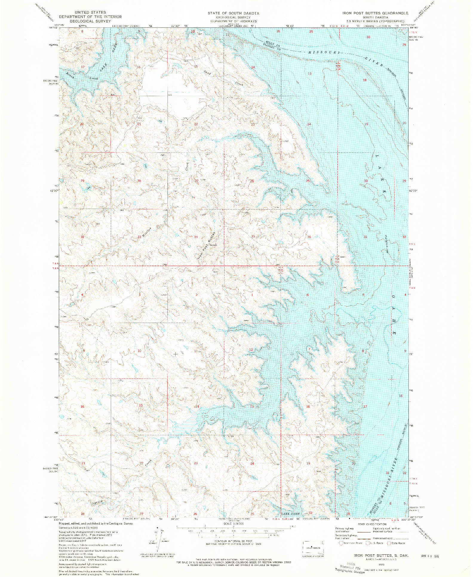 USGS 1:24000-SCALE QUADRANGLE FOR IRON POST BUTTES, SD 1973