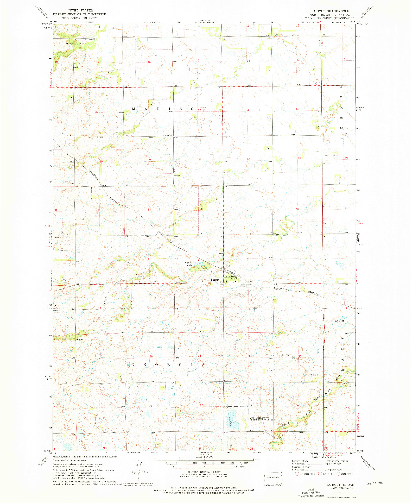 USGS 1:24000-SCALE QUADRANGLE FOR LABOLT, SD 1973