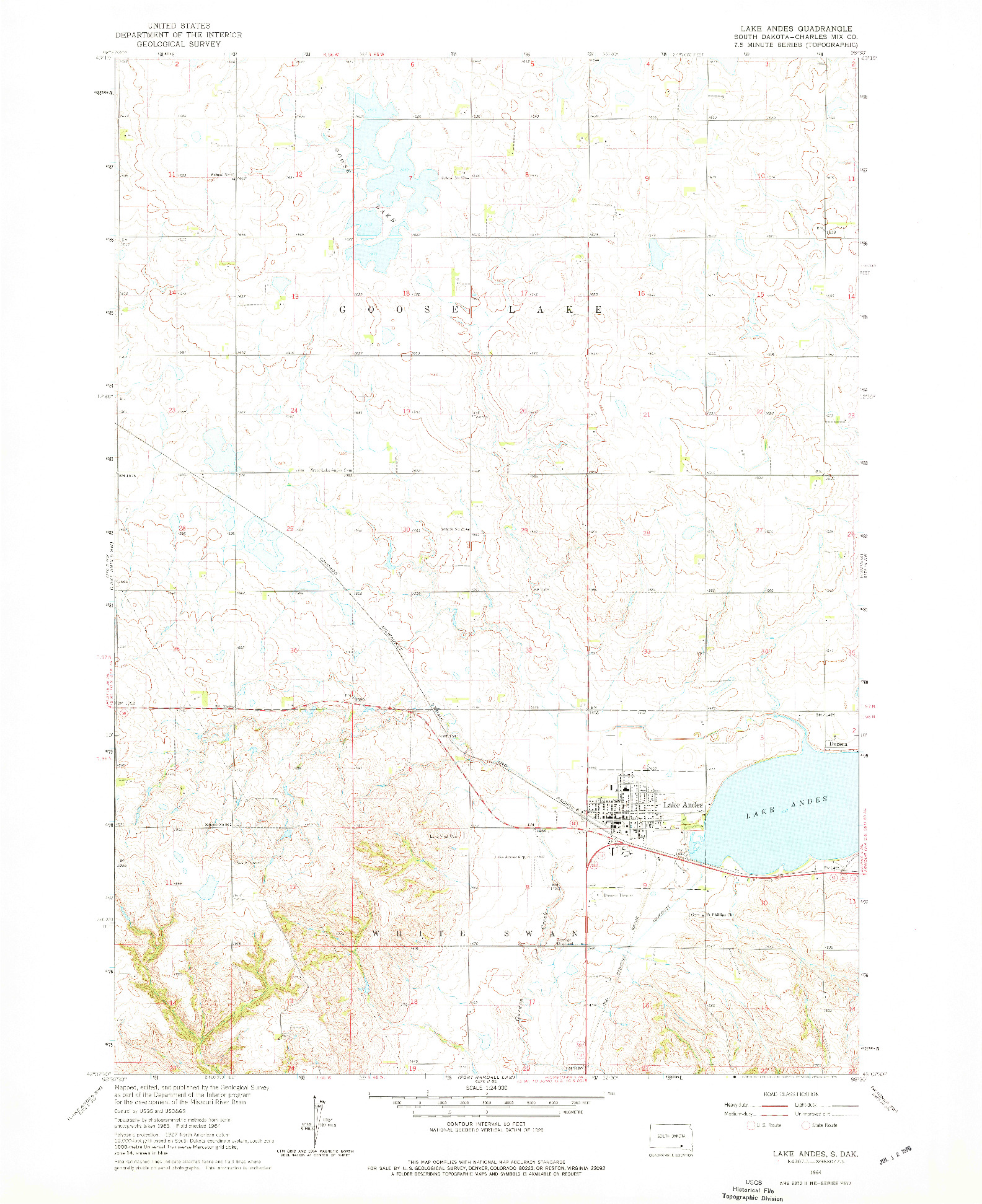 USGS 1:24000-SCALE QUADRANGLE FOR LAKE ANDES, SD 1964
