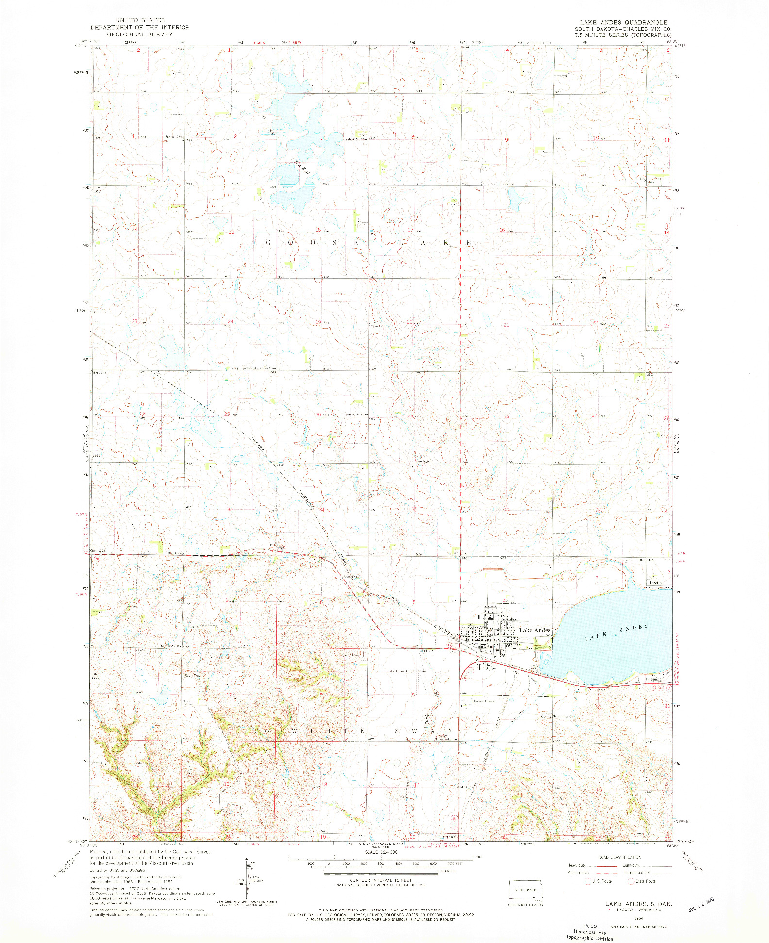 USGS 1:24000-SCALE QUADRANGLE FOR LAKE ANDES, SD 1964