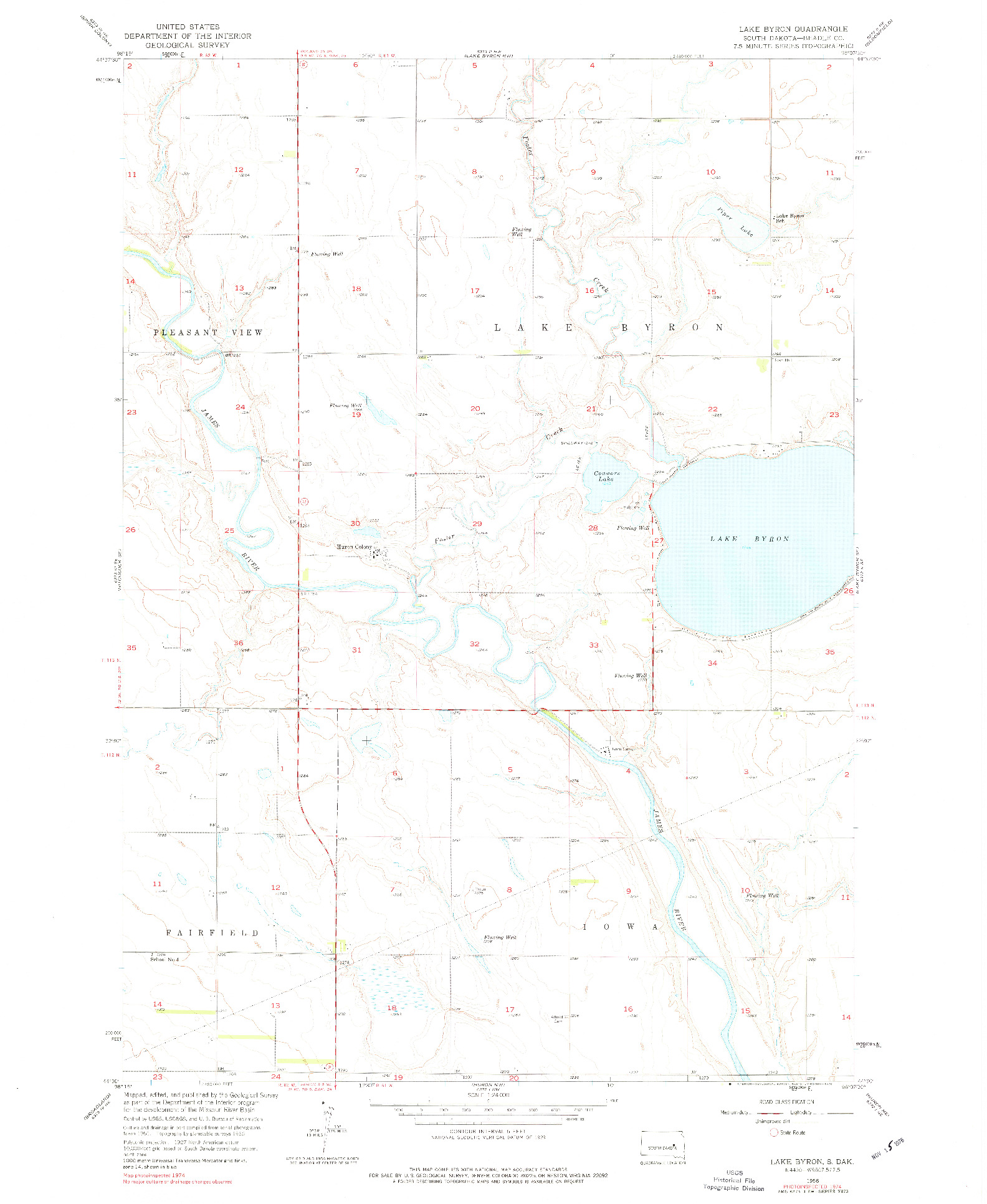 USGS 1:24000-SCALE QUADRANGLE FOR LAKE BYRON, SD 1956