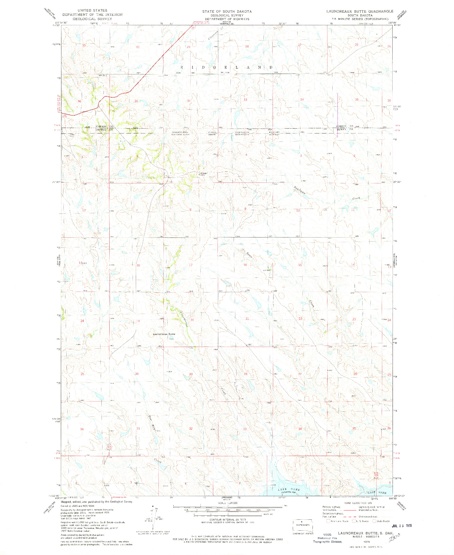USGS 1:24000-SCALE QUADRANGLE FOR LAUNDREAUX BUTTE, SD 1975
