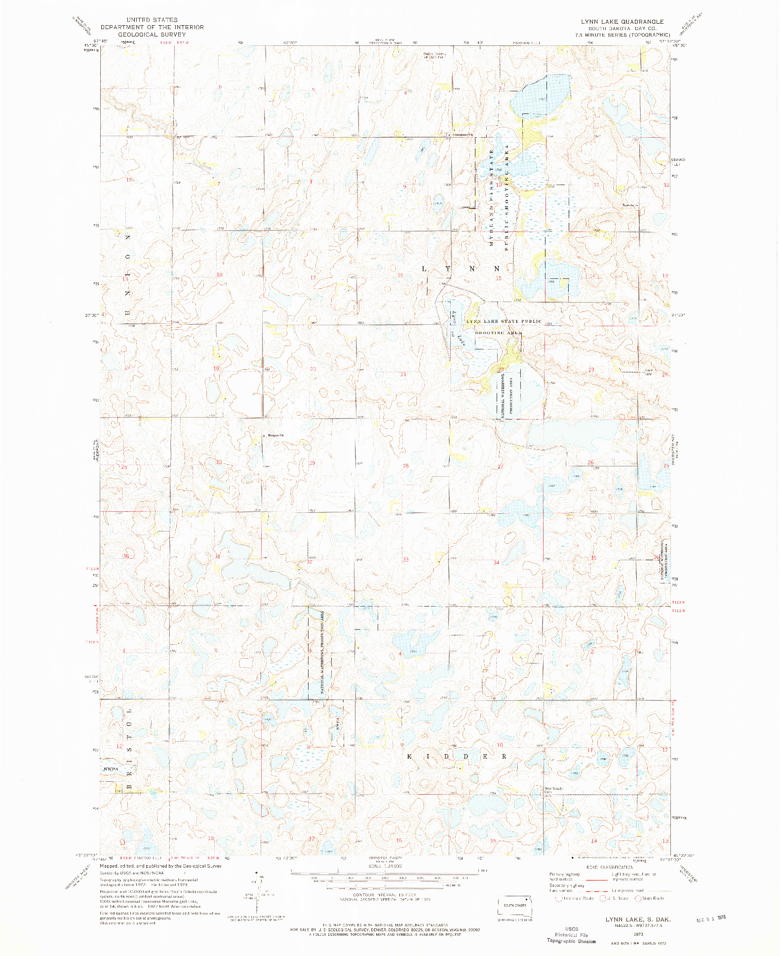 USGS 1:24000-SCALE QUADRANGLE FOR LYNN LAKE, SD 1973