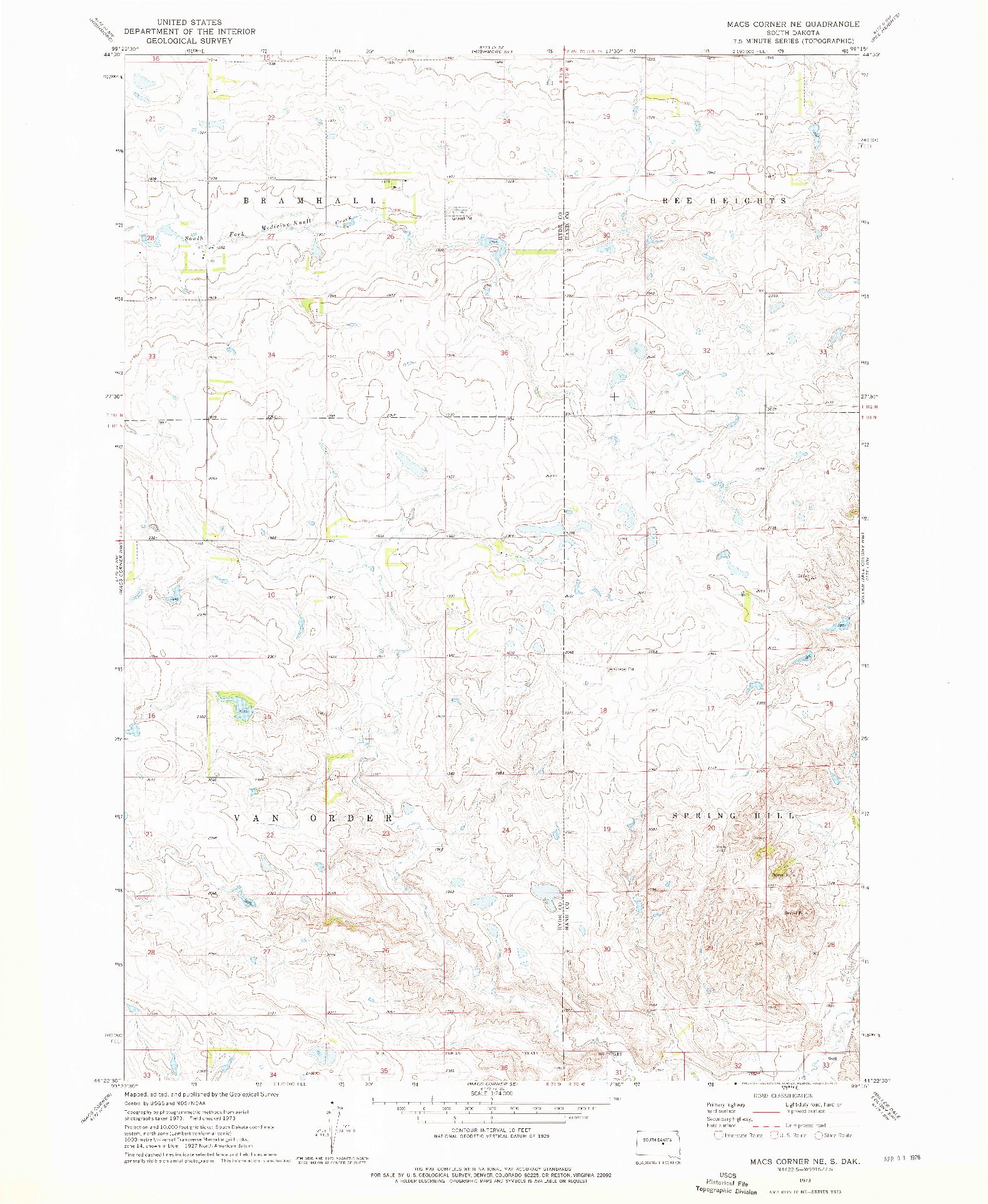 USGS 1:24000-SCALE QUADRANGLE FOR MACS CORNER NE, SD 1973