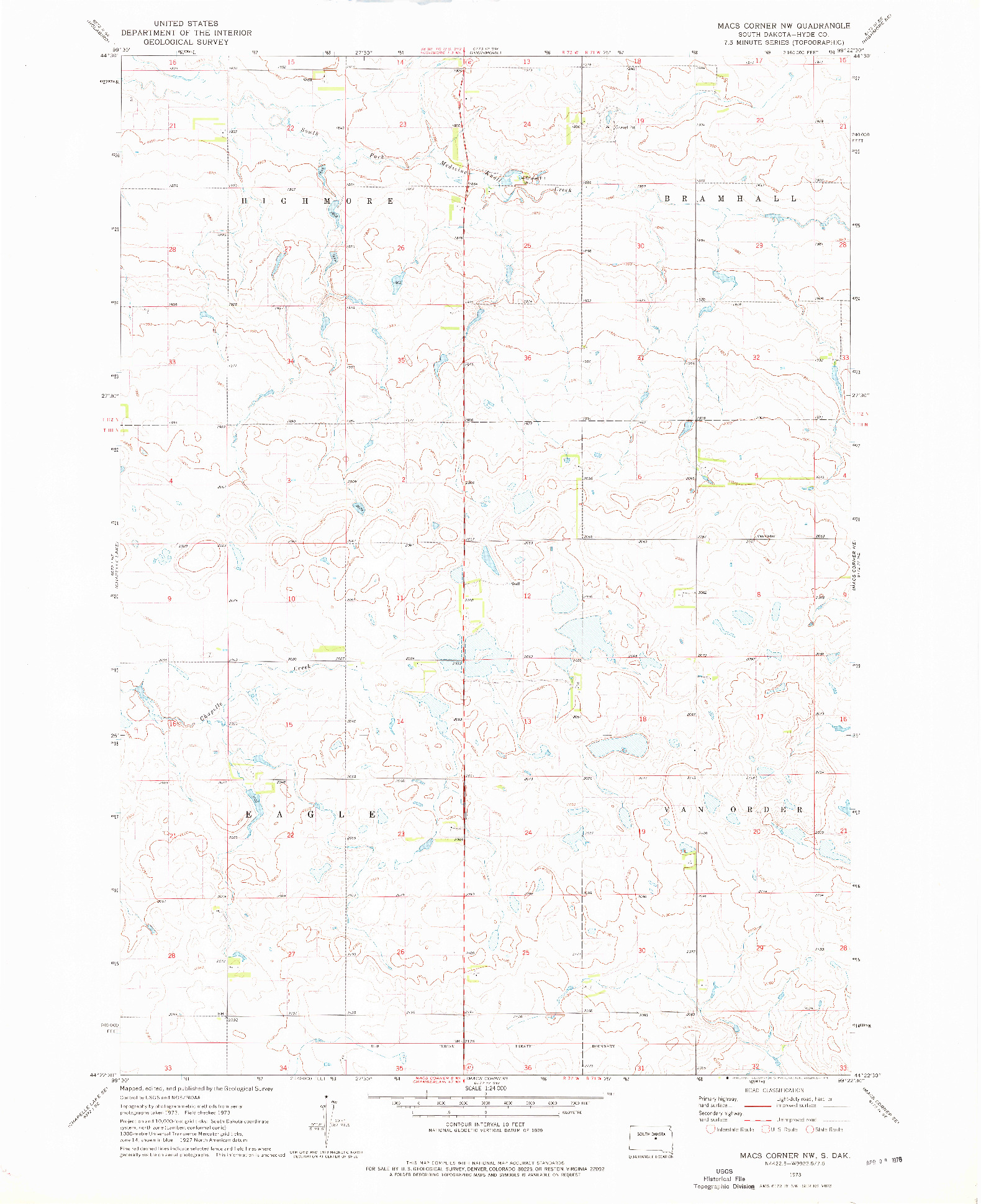 USGS 1:24000-SCALE QUADRANGLE FOR MACS CORNER NW, SD 1973