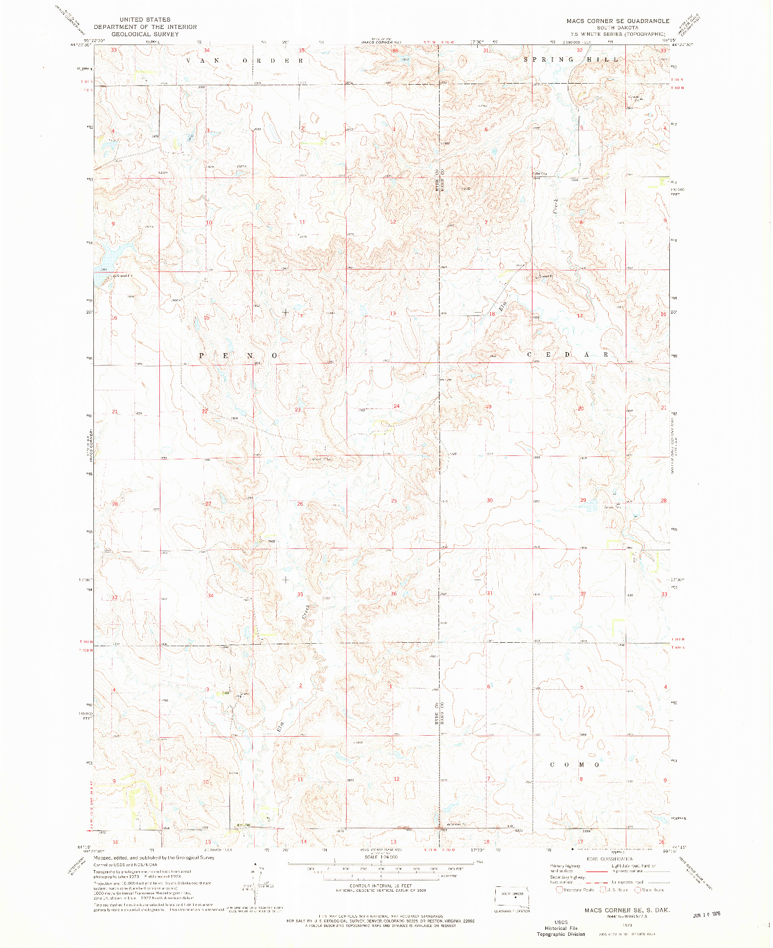 USGS 1:24000-SCALE QUADRANGLE FOR MACS CORNER SE, SD 1973