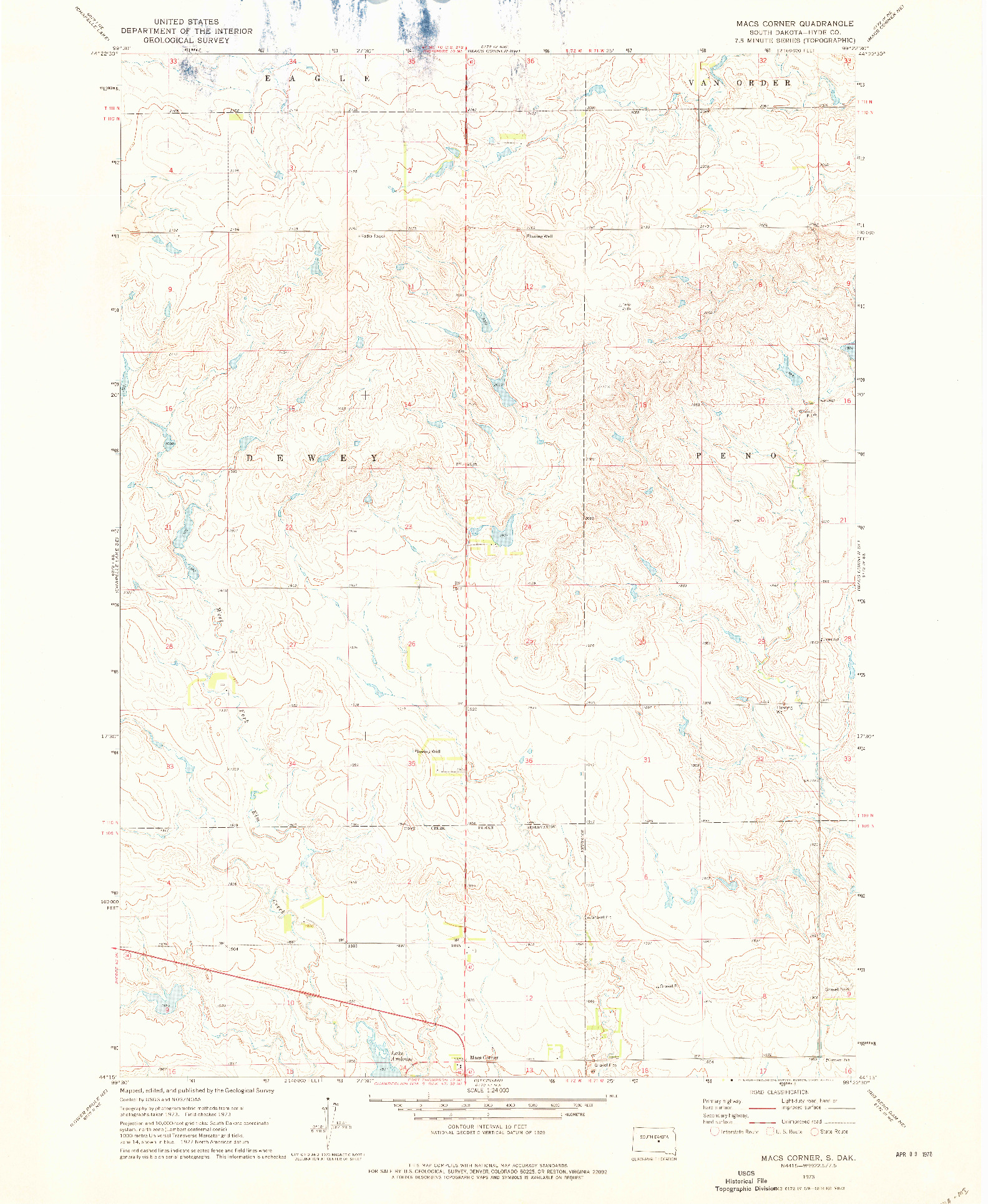 USGS 1:24000-SCALE QUADRANGLE FOR MACS CORNER, SD 1973