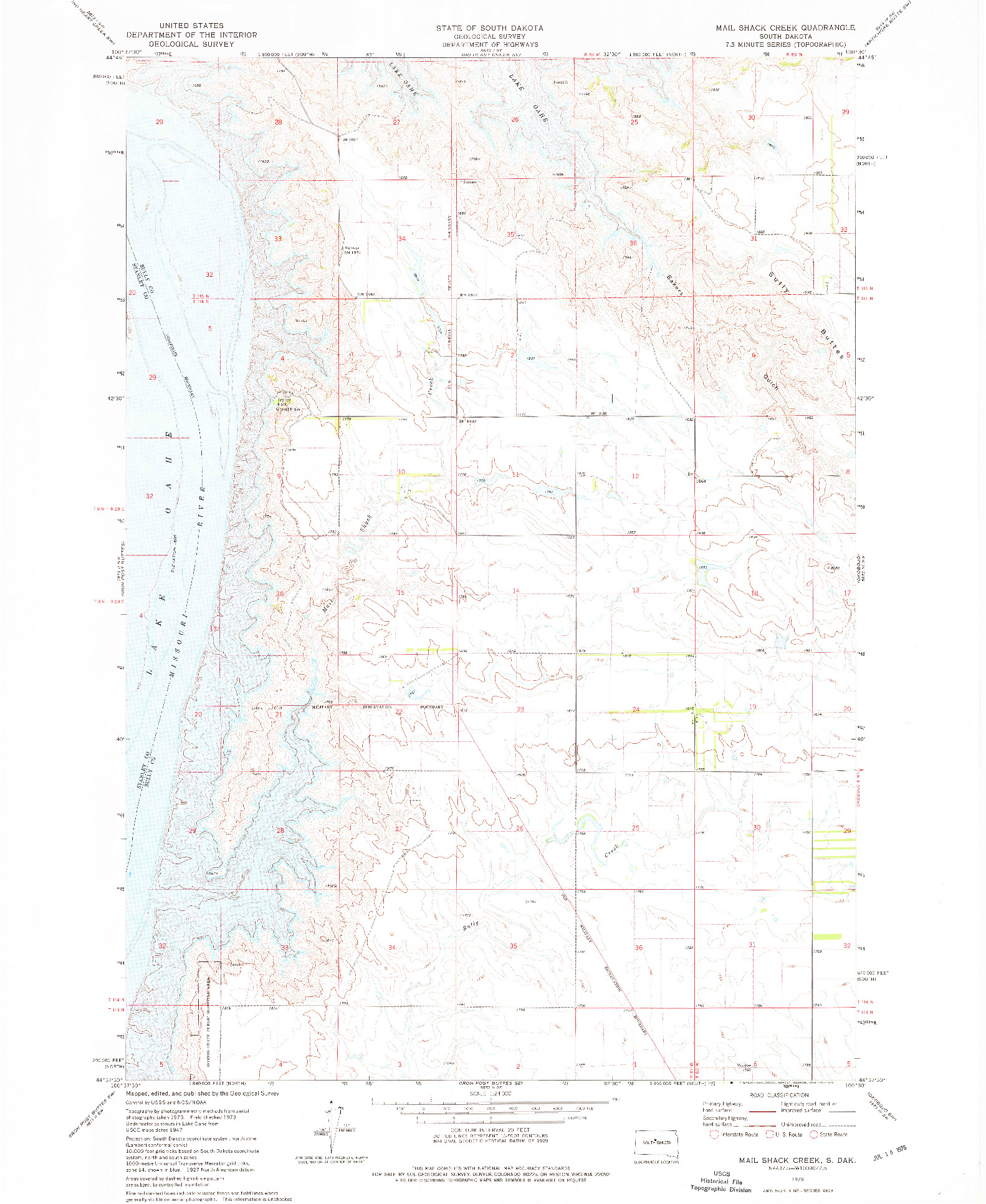 USGS 1:24000-SCALE QUADRANGLE FOR MAIL SHACK CREEK, SD 1973