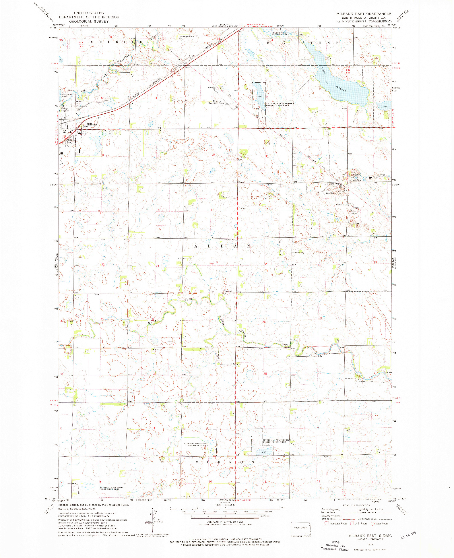 USGS 1:24000-SCALE QUADRANGLE FOR MILBANK EAST, SD 1973