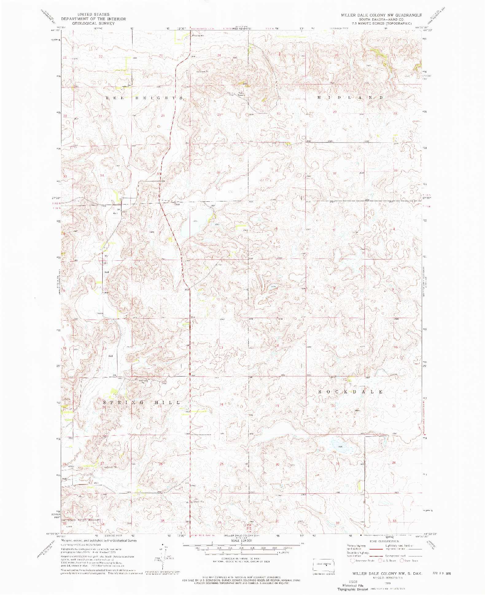 USGS 1:24000-SCALE QUADRANGLE FOR MILLER DALE COLONY NW, SD 1973
