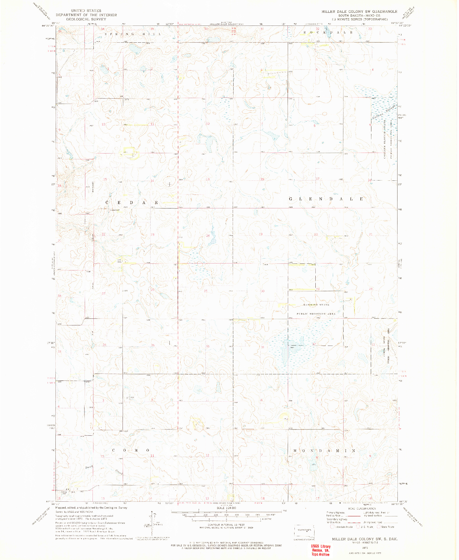 USGS 1:24000-SCALE QUADRANGLE FOR MILLER DALE COLONY SW, SD 1973