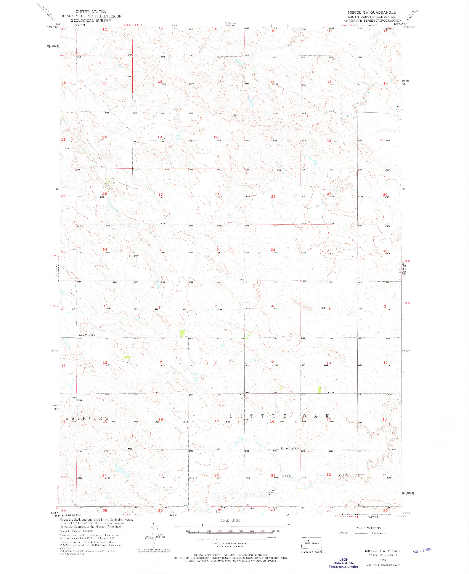 USGS 1:24000-SCALE QUADRANGLE FOR MISCOL SW, SD 1956