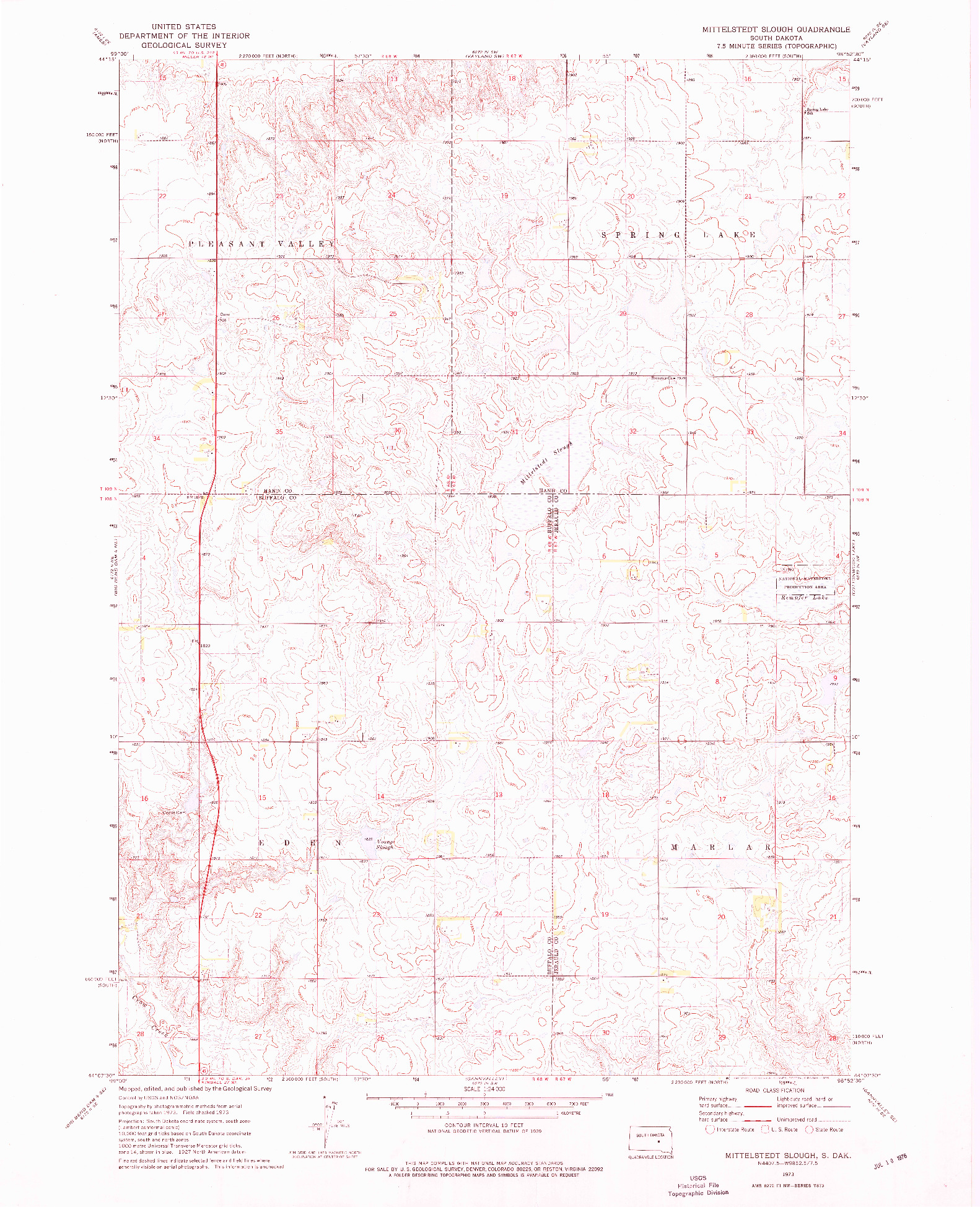 USGS 1:24000-SCALE QUADRANGLE FOR MITTELSTEDT SLOUGH, SD 1973