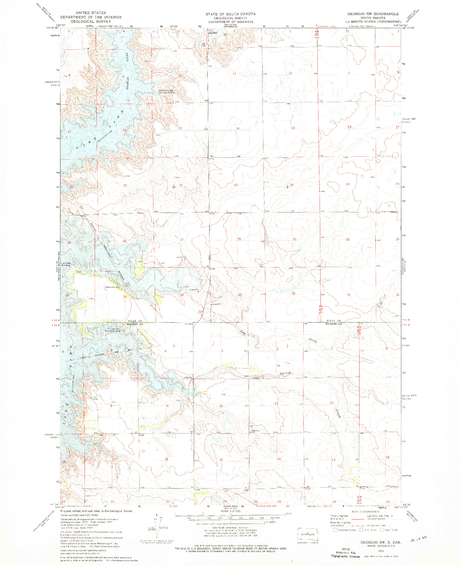 USGS 1:24000-SCALE QUADRANGLE FOR OKOBOJO SW, SD 1973