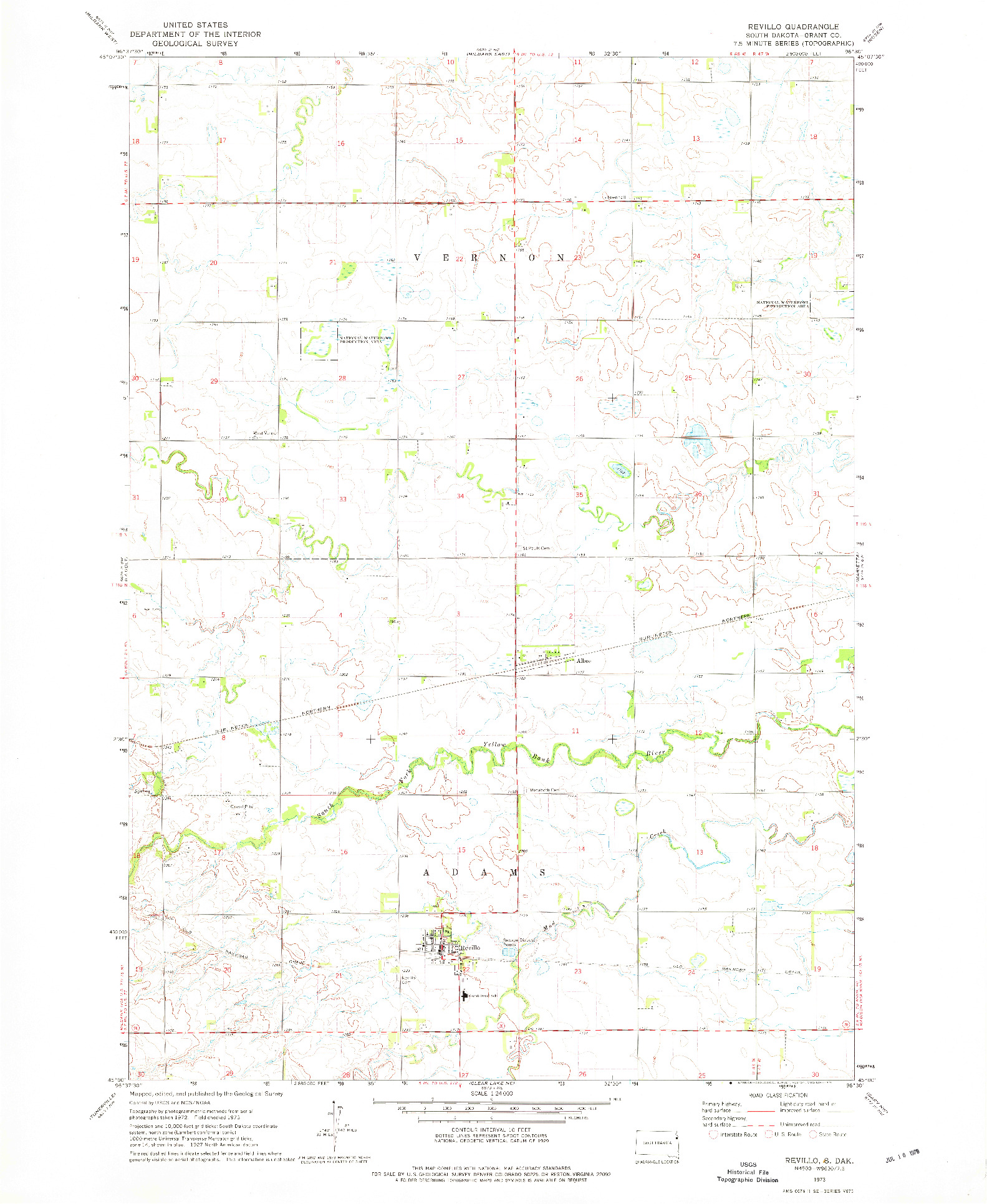 USGS 1:24000-SCALE QUADRANGLE FOR REVILLO, SD 1973