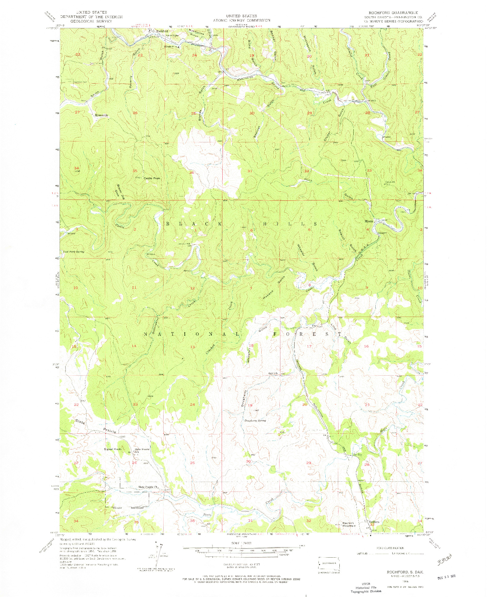 USGS 1:24000-SCALE QUADRANGLE FOR ROCHFORD, SD 1956