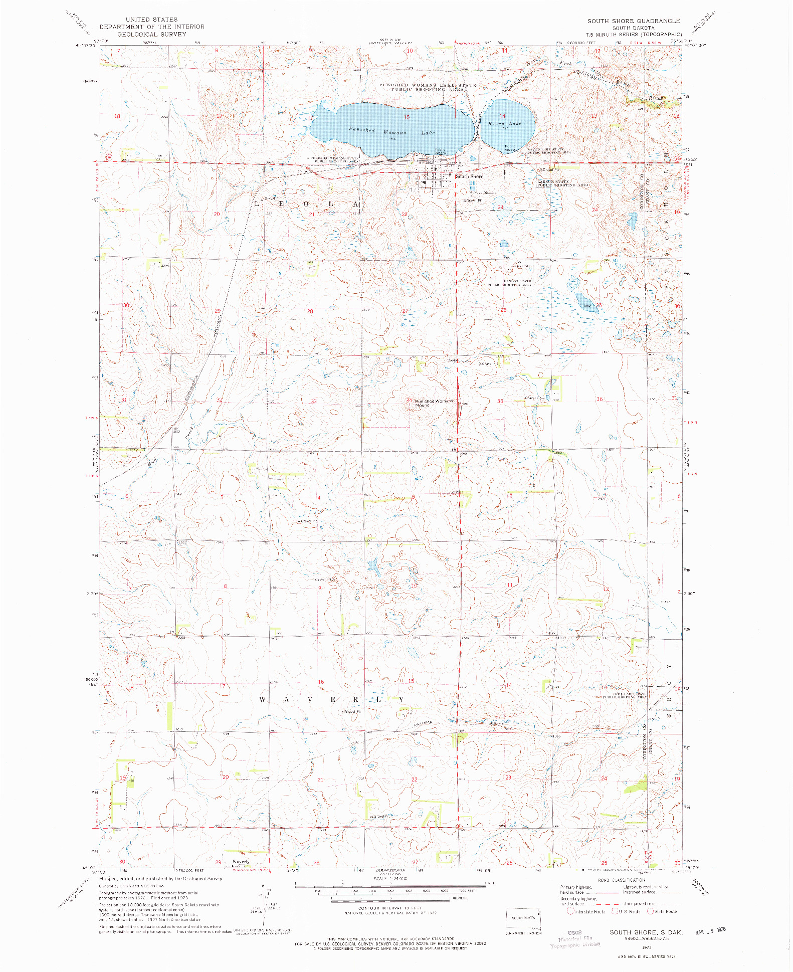 USGS 1:24000-SCALE QUADRANGLE FOR SOUTH SHORE, SD 1973