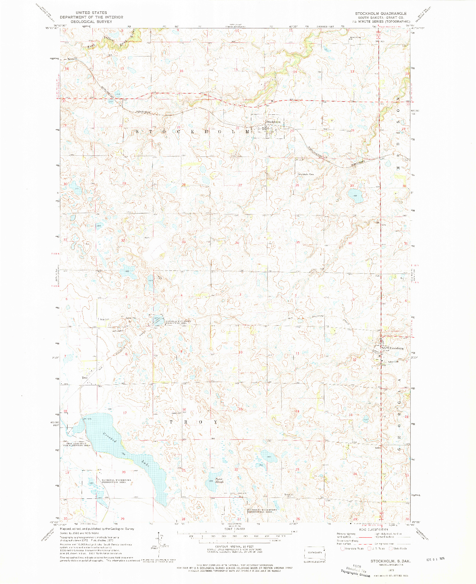 USGS 1:24000-SCALE QUADRANGLE FOR STOCKHOLM, SD 1973