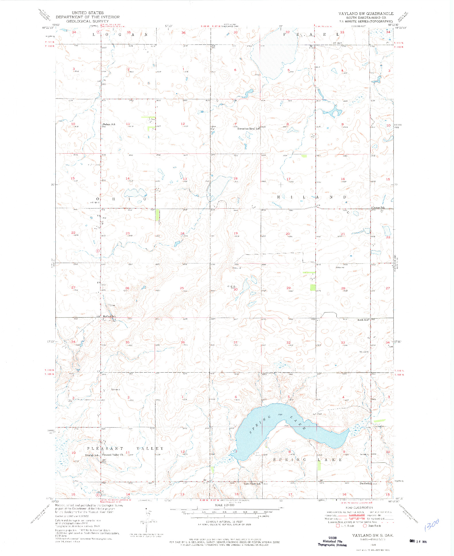 USGS 1:24000-SCALE QUADRANGLE FOR VAYLAND SW, SD 1949