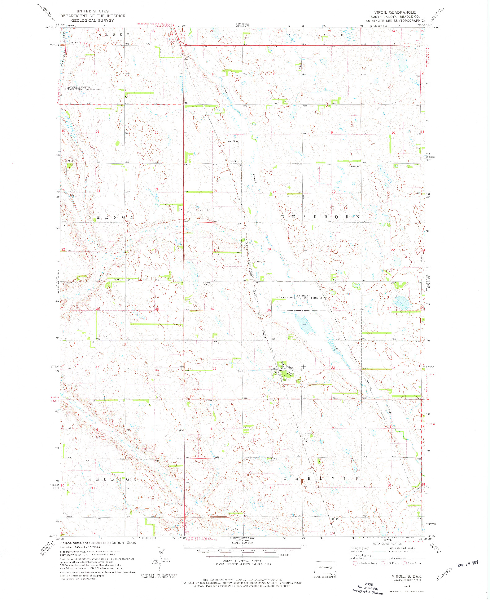 USGS 1:24000-SCALE QUADRANGLE FOR VIRGIL, SD 1973