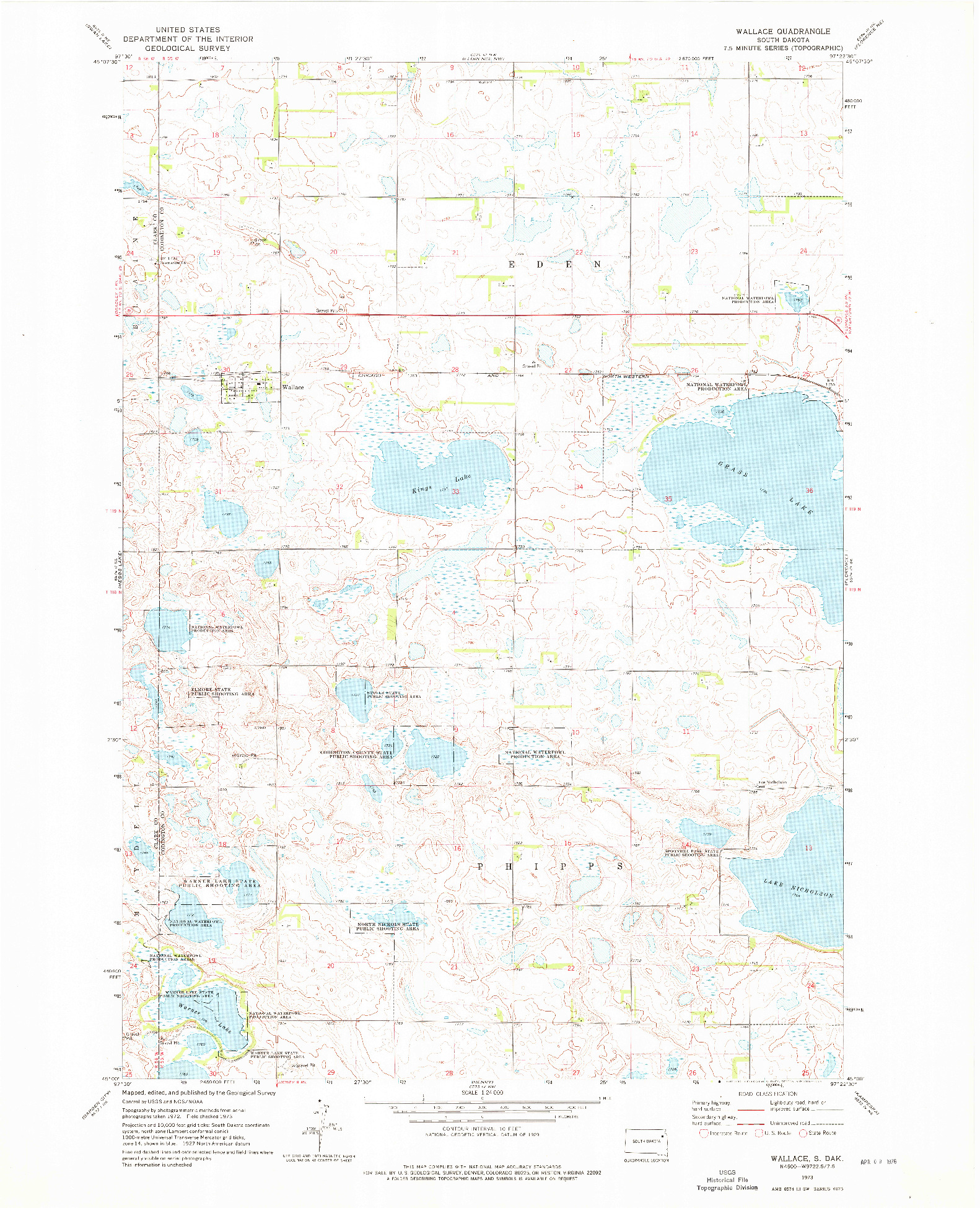 USGS 1:24000-SCALE QUADRANGLE FOR WALLACE, SD 1973