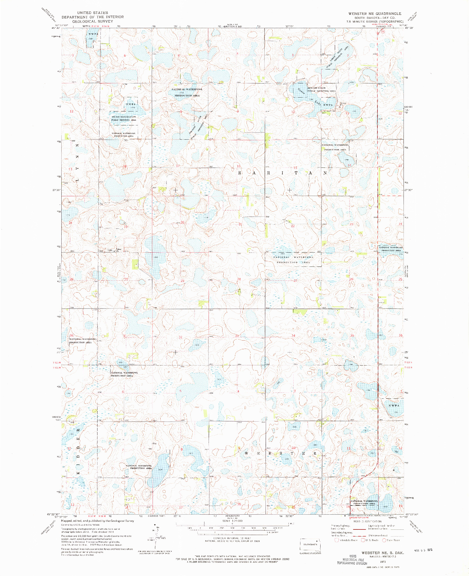 USGS 1:24000-SCALE QUADRANGLE FOR WEBSTER NE, SD 1973