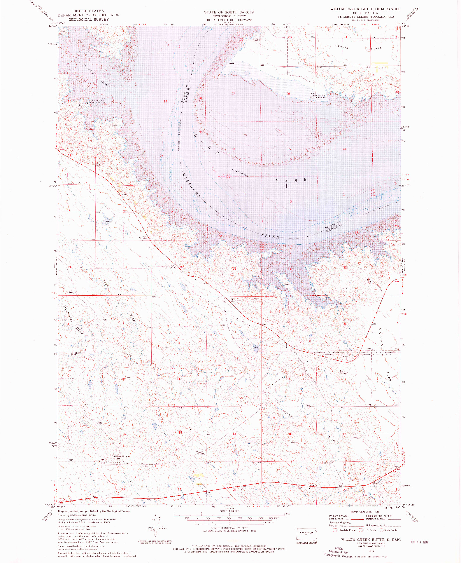 USGS 1:24000-SCALE QUADRANGLE FOR WILLOW CREEK BUTTE, SD 1973